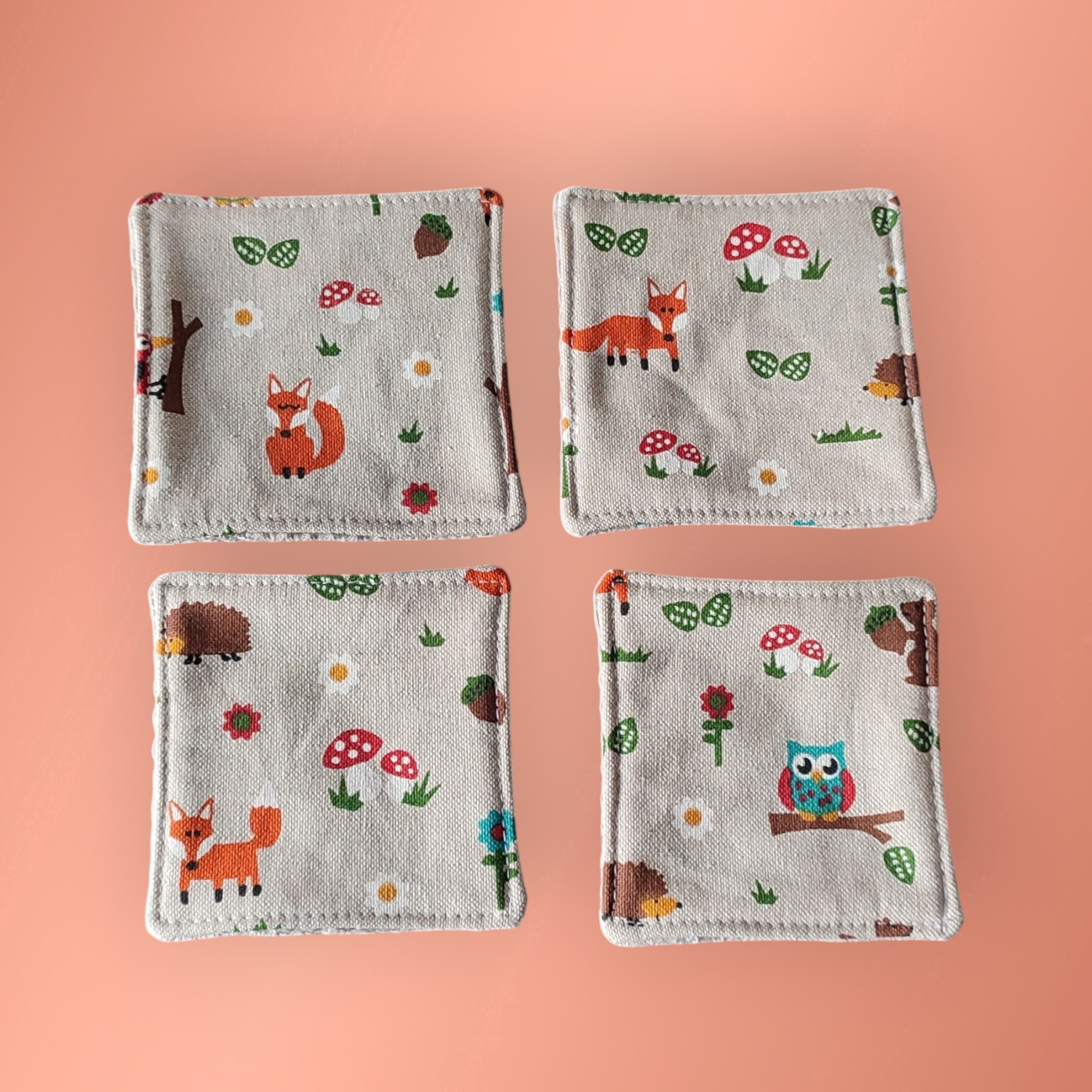 Set de sous-verres, motif animaux de la forêt