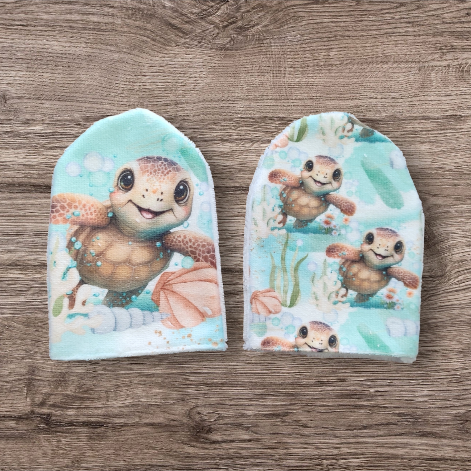 Gants de toilette , motif tortue , lot de 2