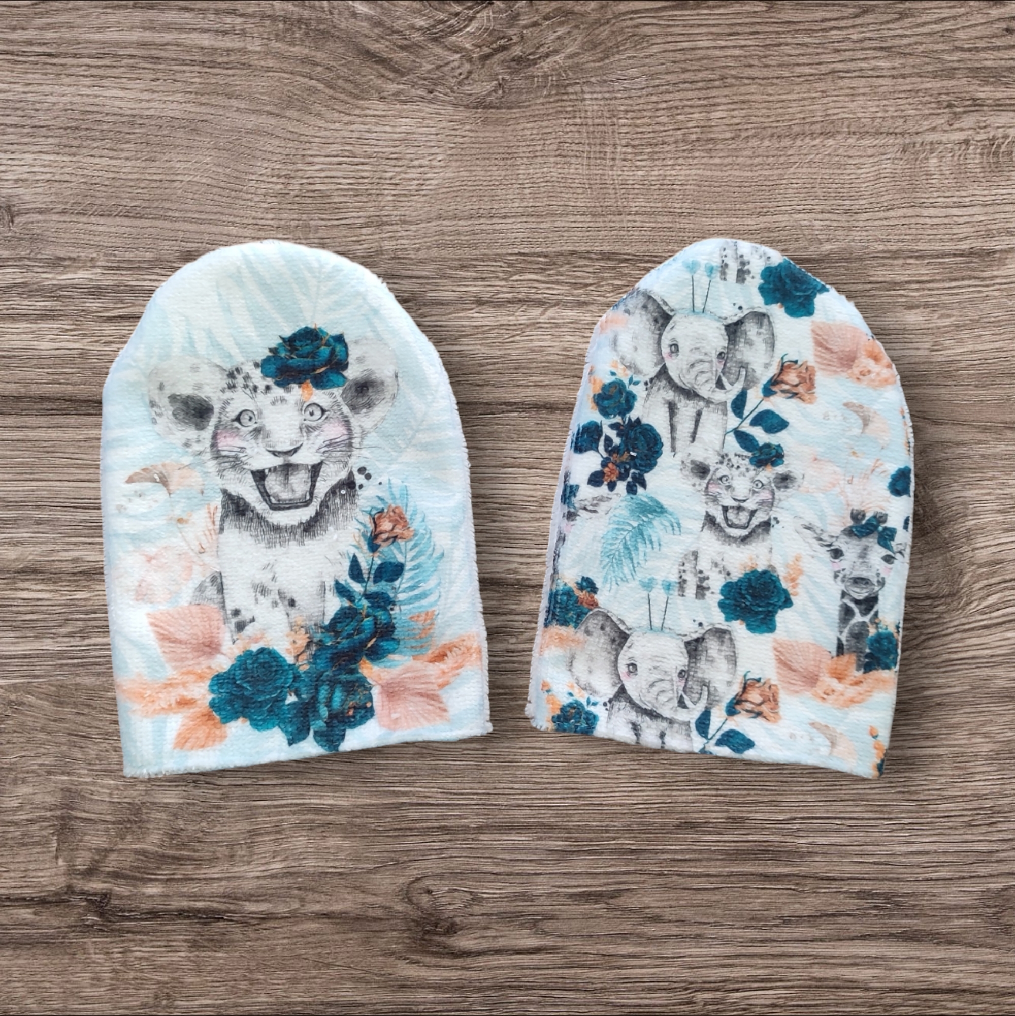 Gants de toilette , motif lion , lot de 2