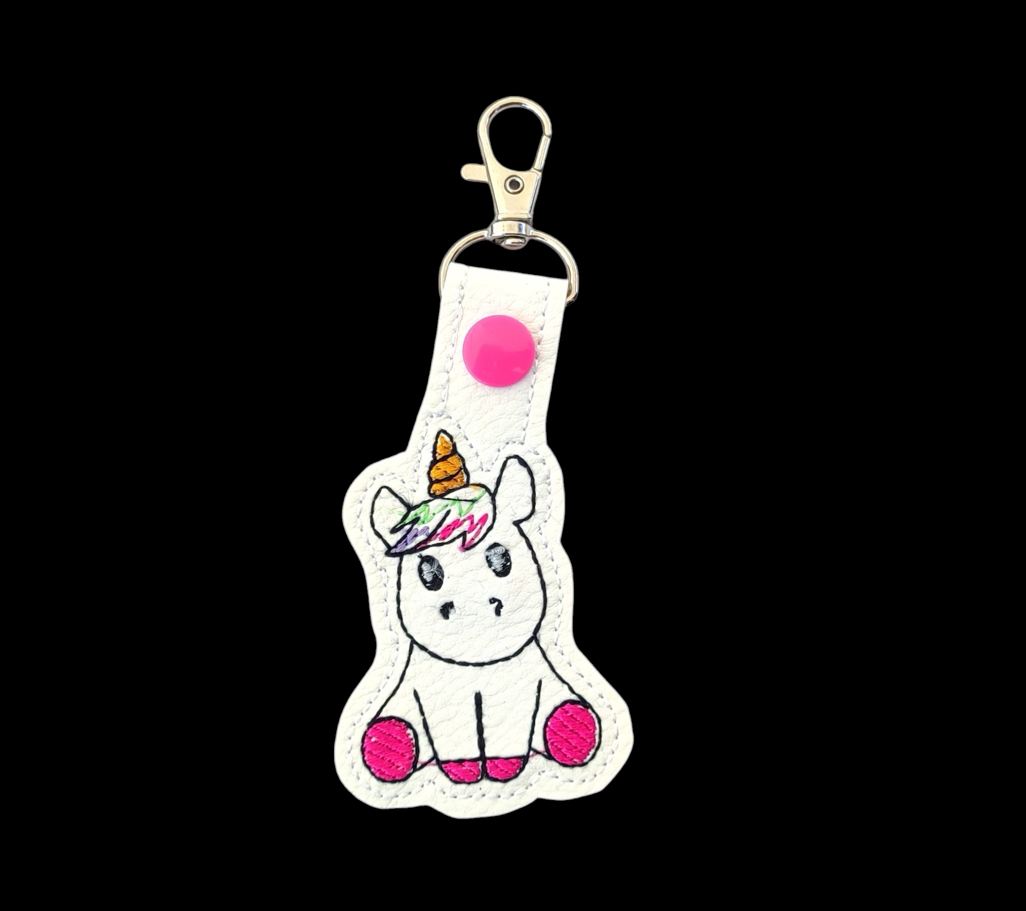 Porte-clés brodé licorne