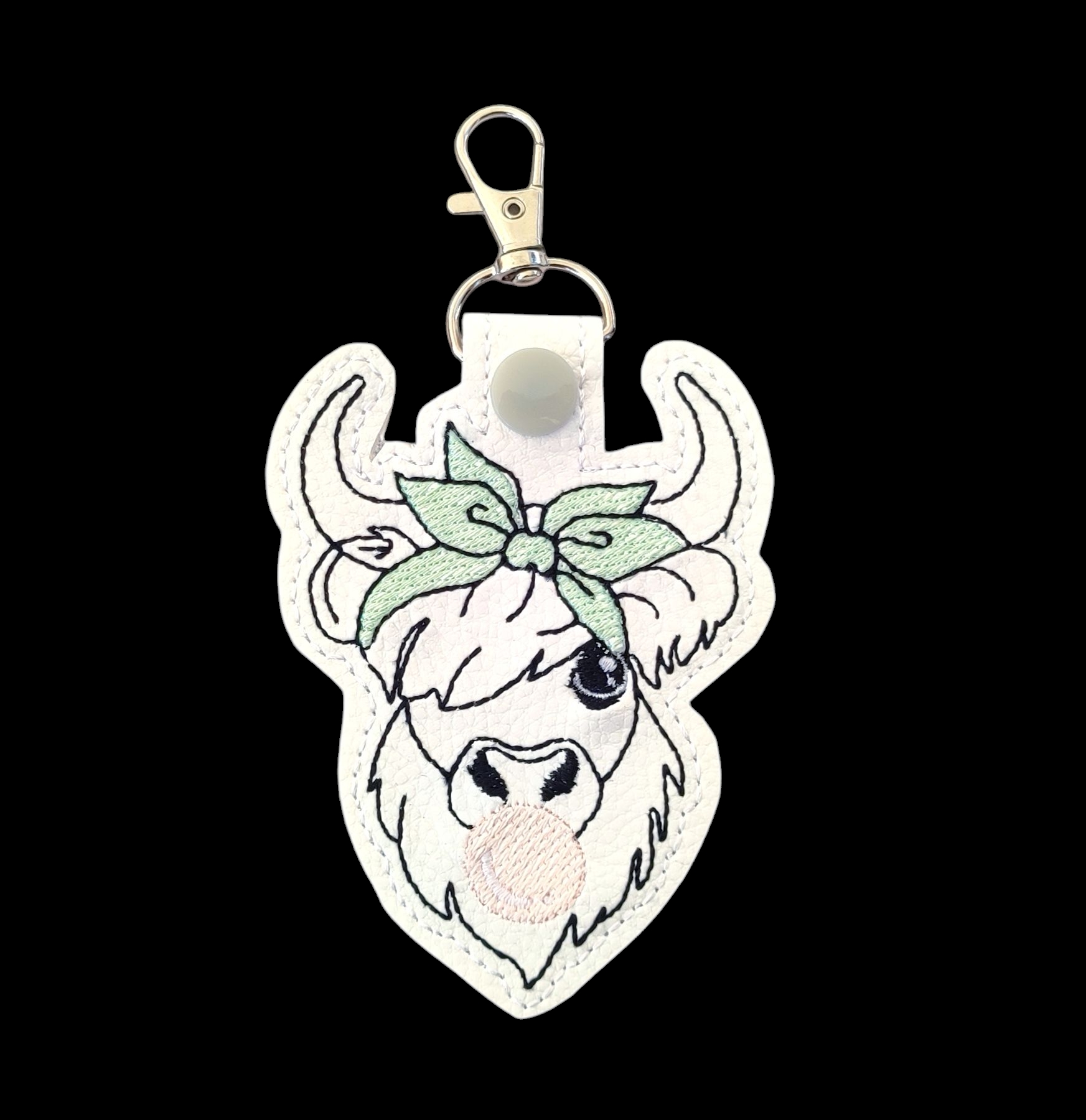 Porte-clés brodé motif vache highland