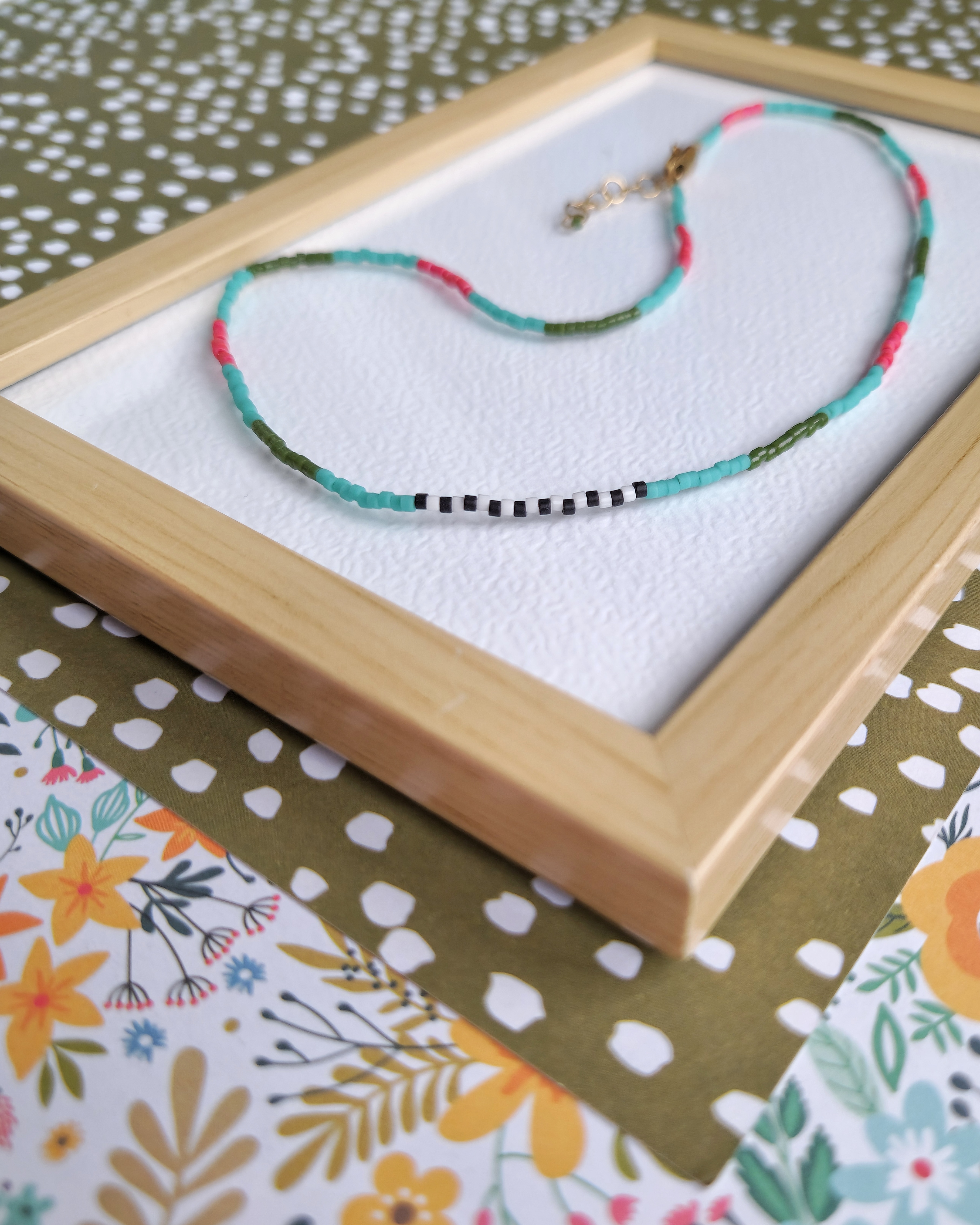 Uhinak Jungle - Vert olive - Bleu écume - Corail -