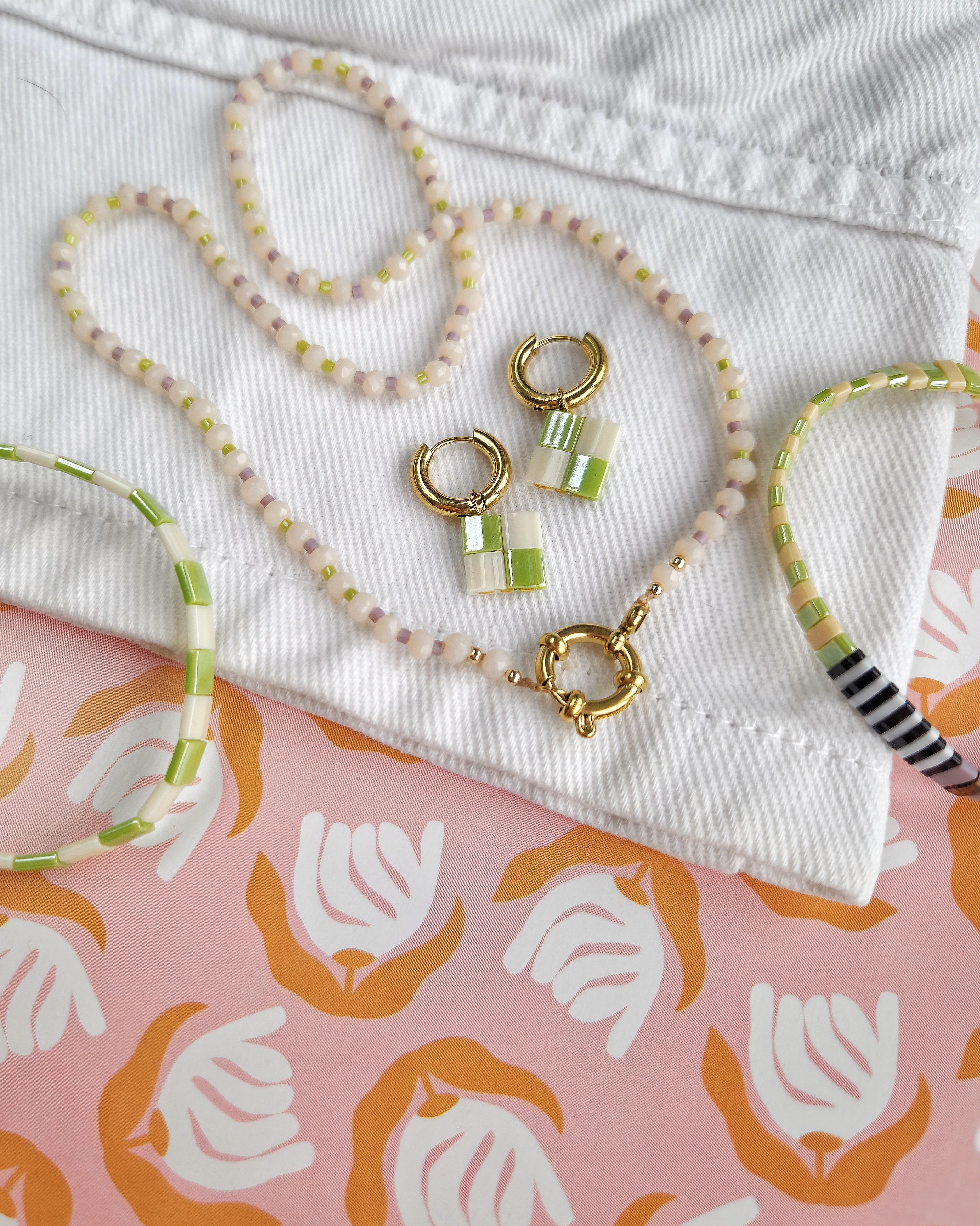 Flow*Flots Blanc Coquillage & Anis - Mauve