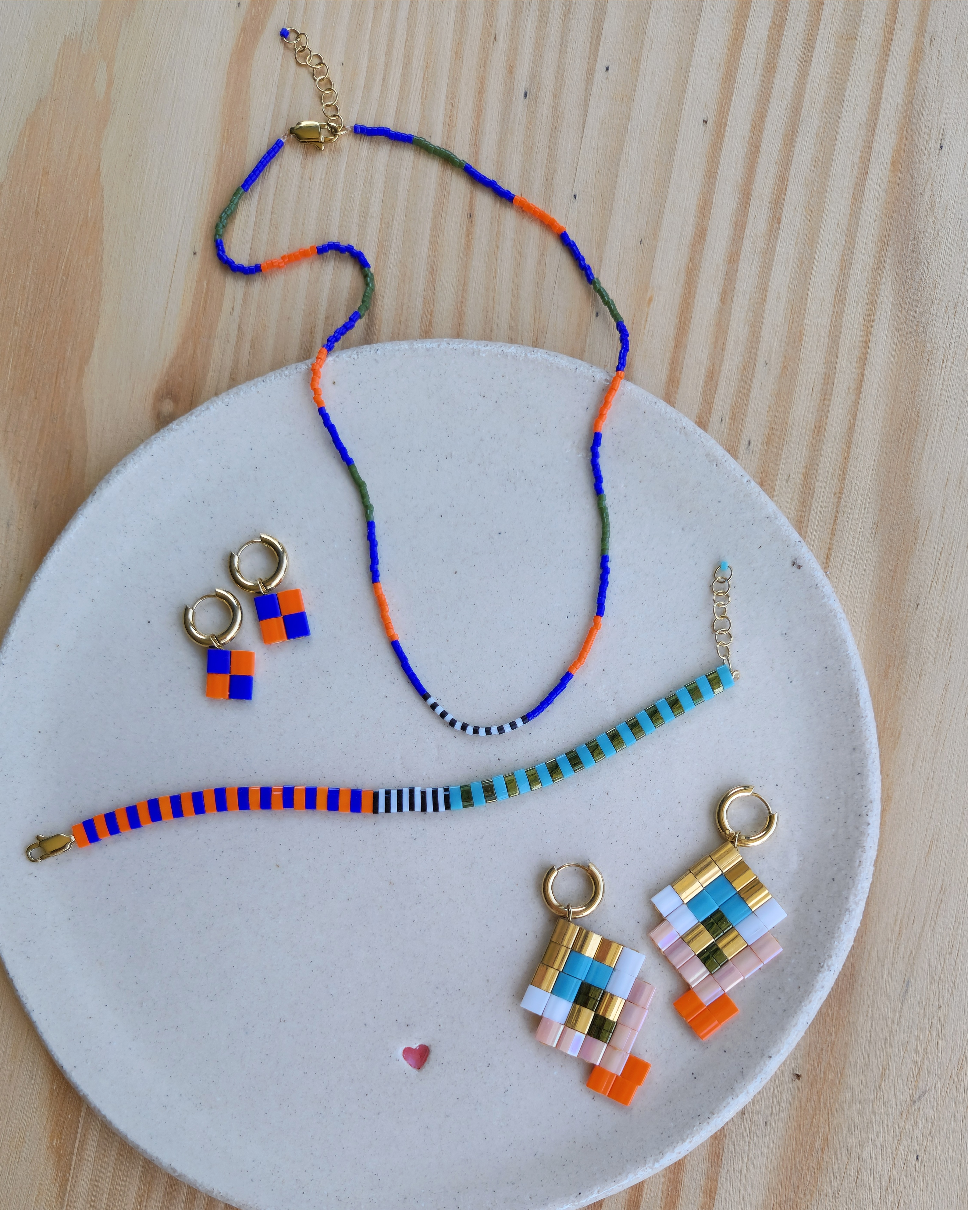 Nivelle - Orange Bleu & Olive Turquoise