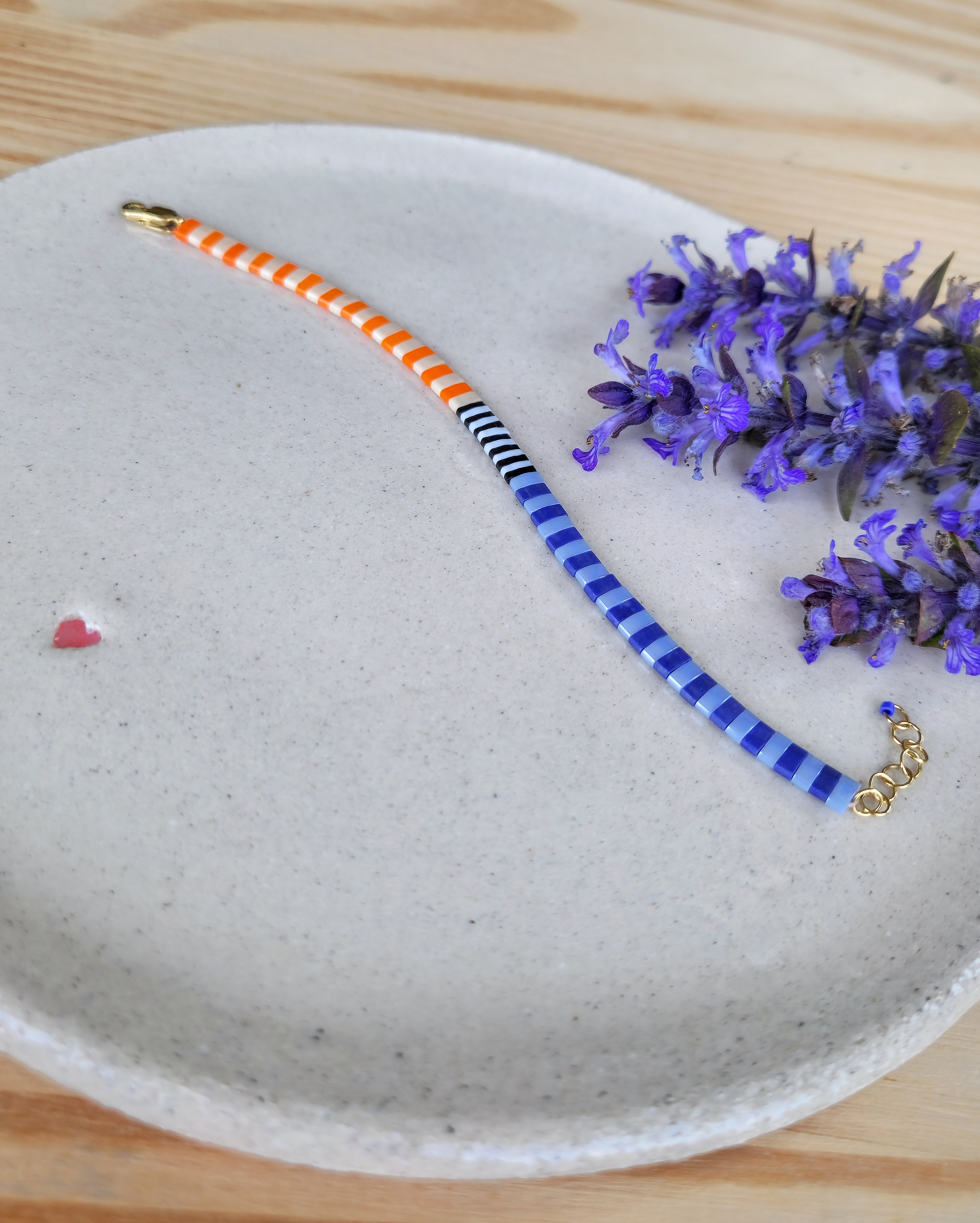 Nivelle - Ivoire Orange & Bleus