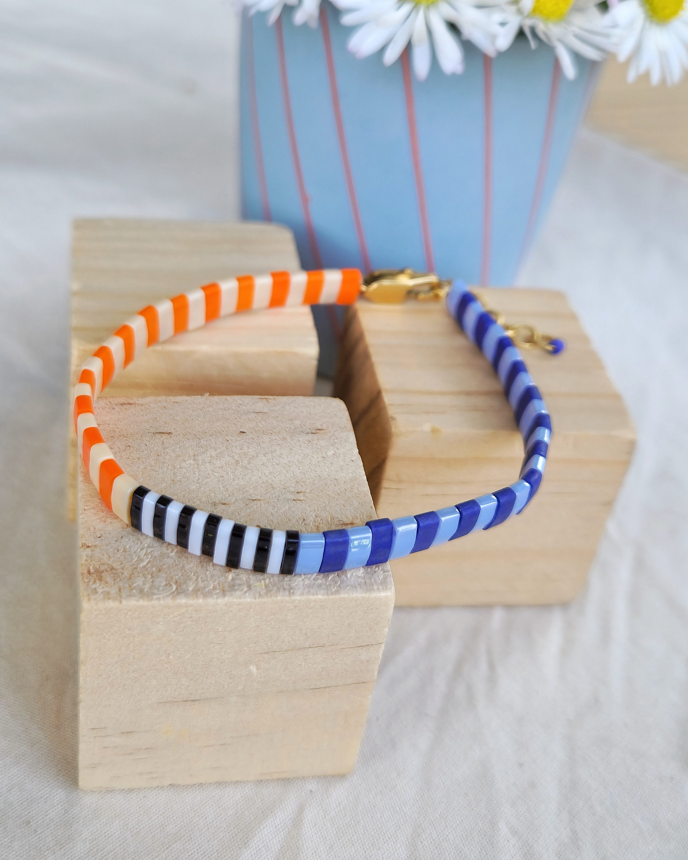 Nivelle - Ivoire Orange & Bleus