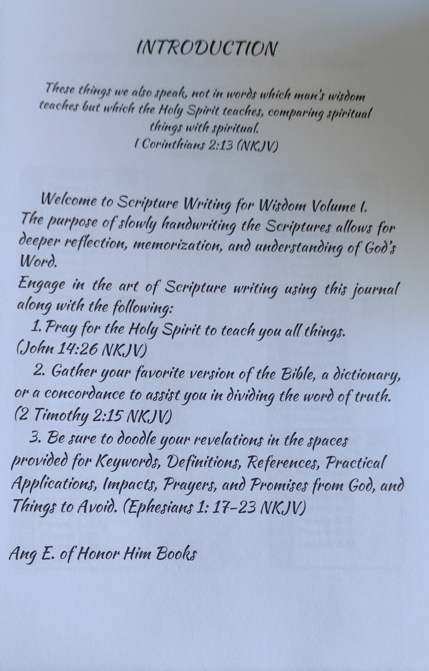 Scripture Writing Journal for Wisdom: (6" X 9") Volume 1 