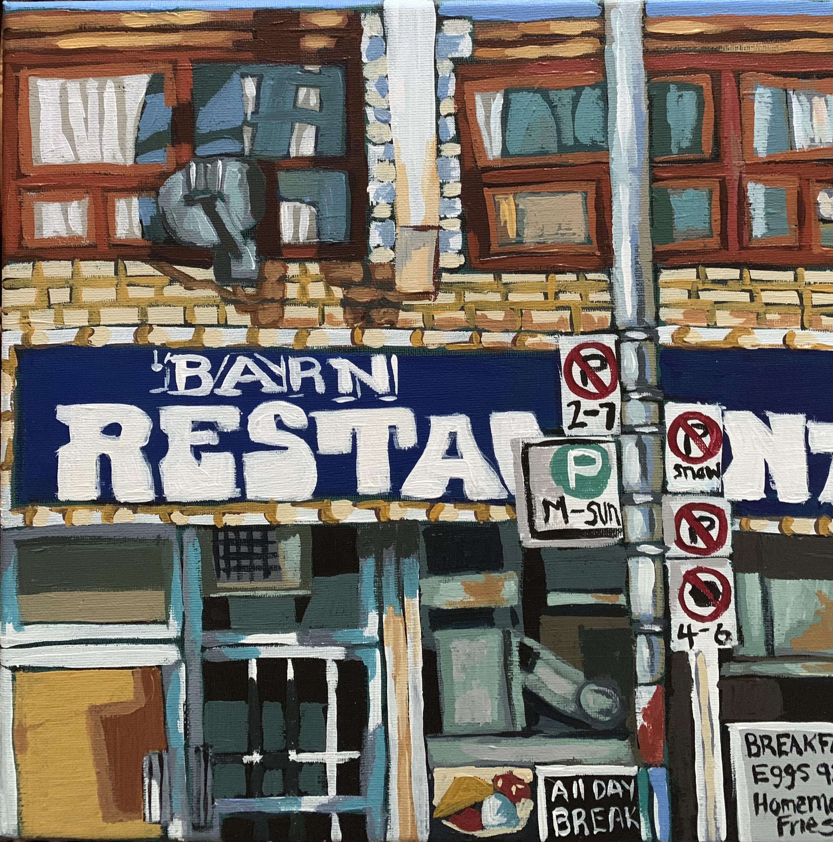 Vintage 'Barn Restaurant' Painting