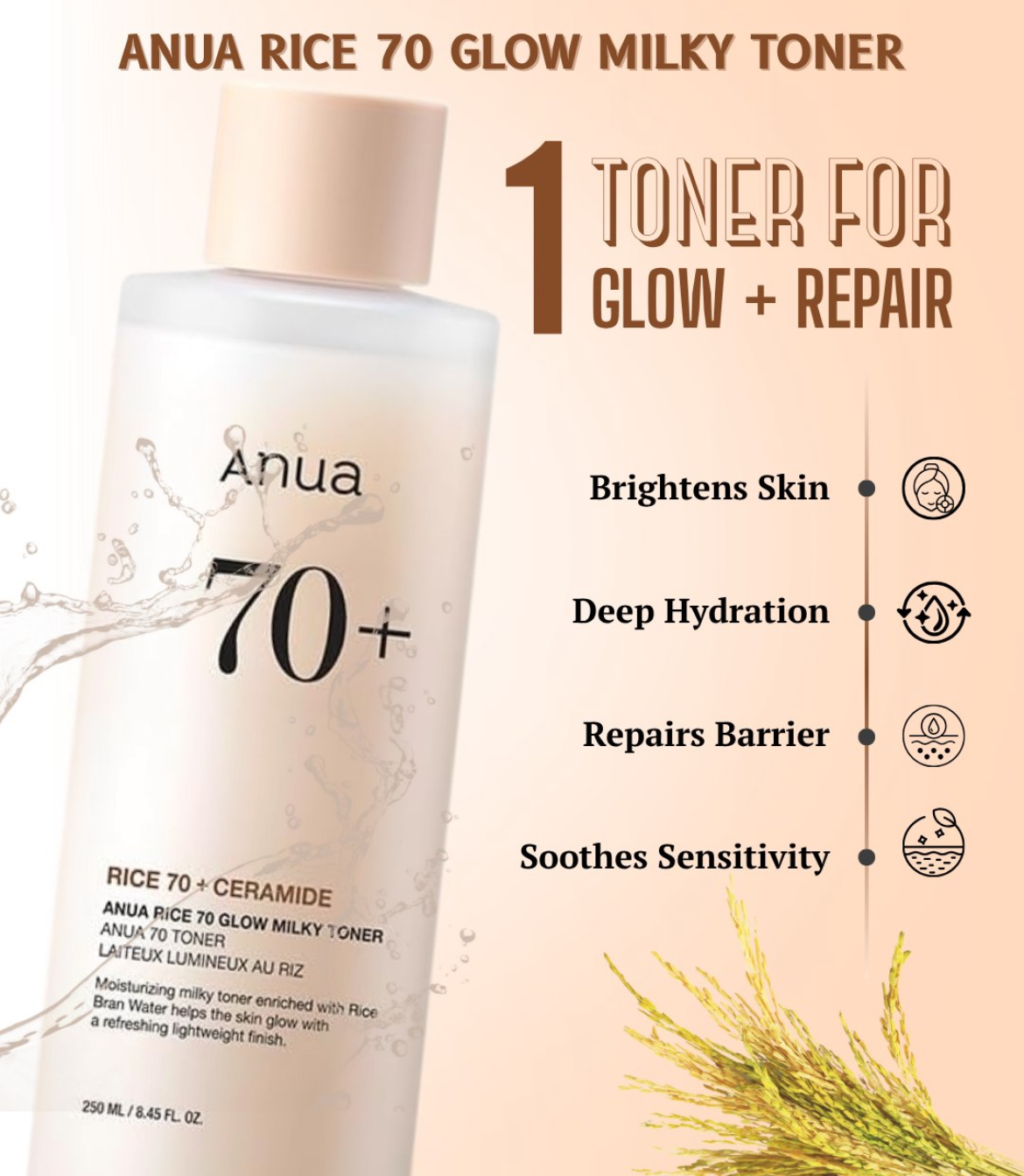 Anua 70+ Rice Glow Milky Toner