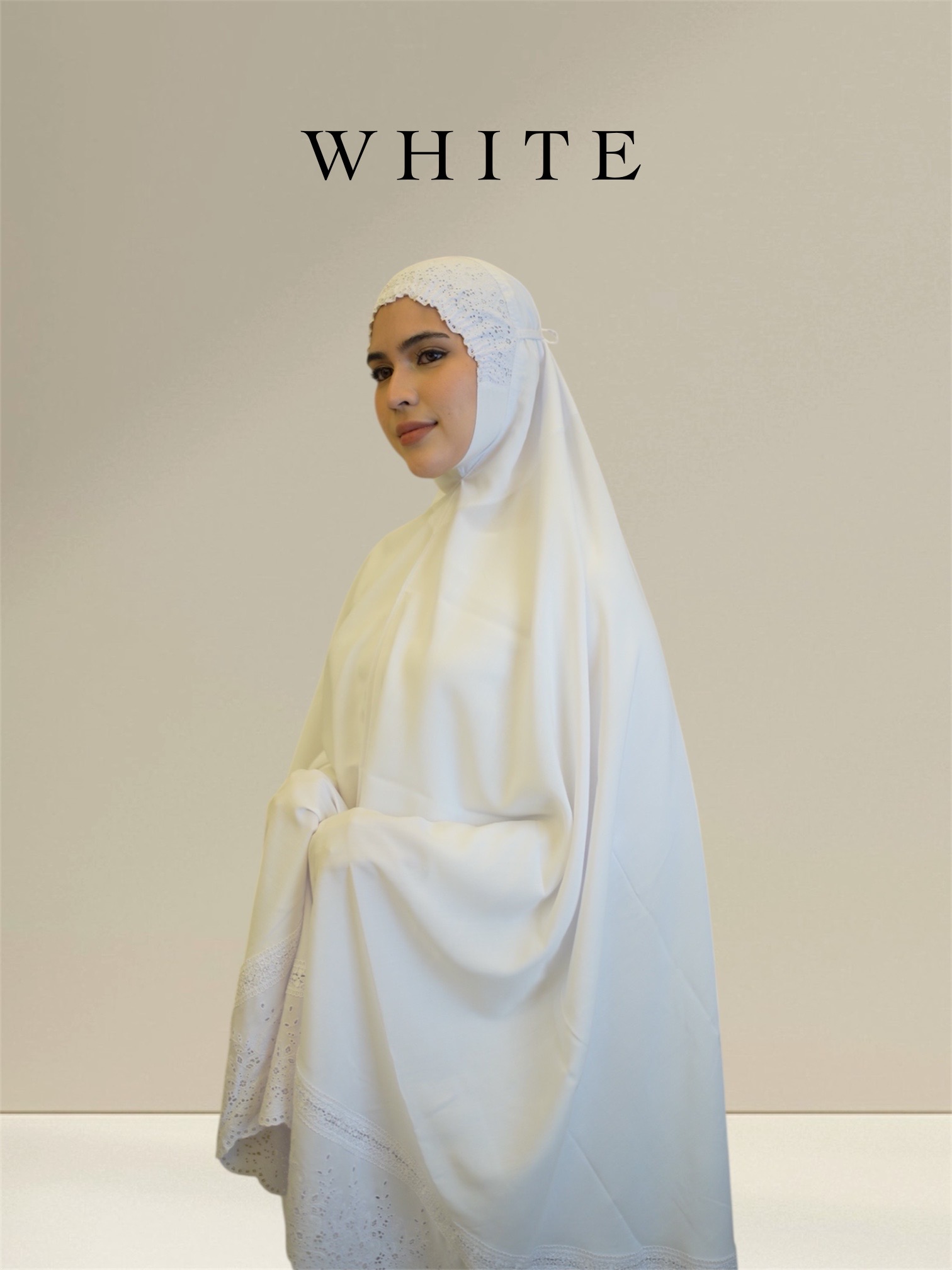 EEBOO Premium Cotton Telekung in White 