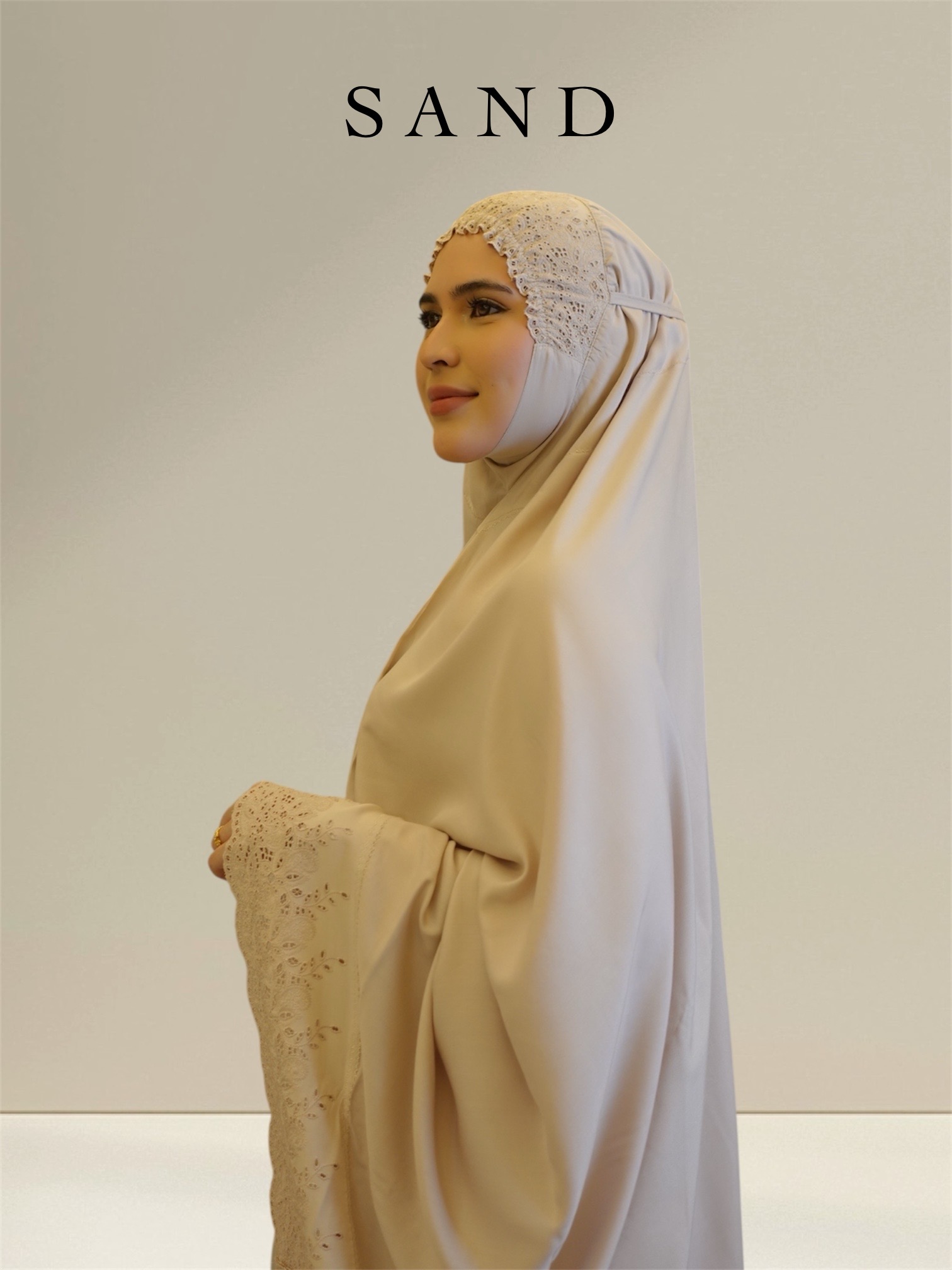 EEBOO Premium Cotton Telekung in Sand