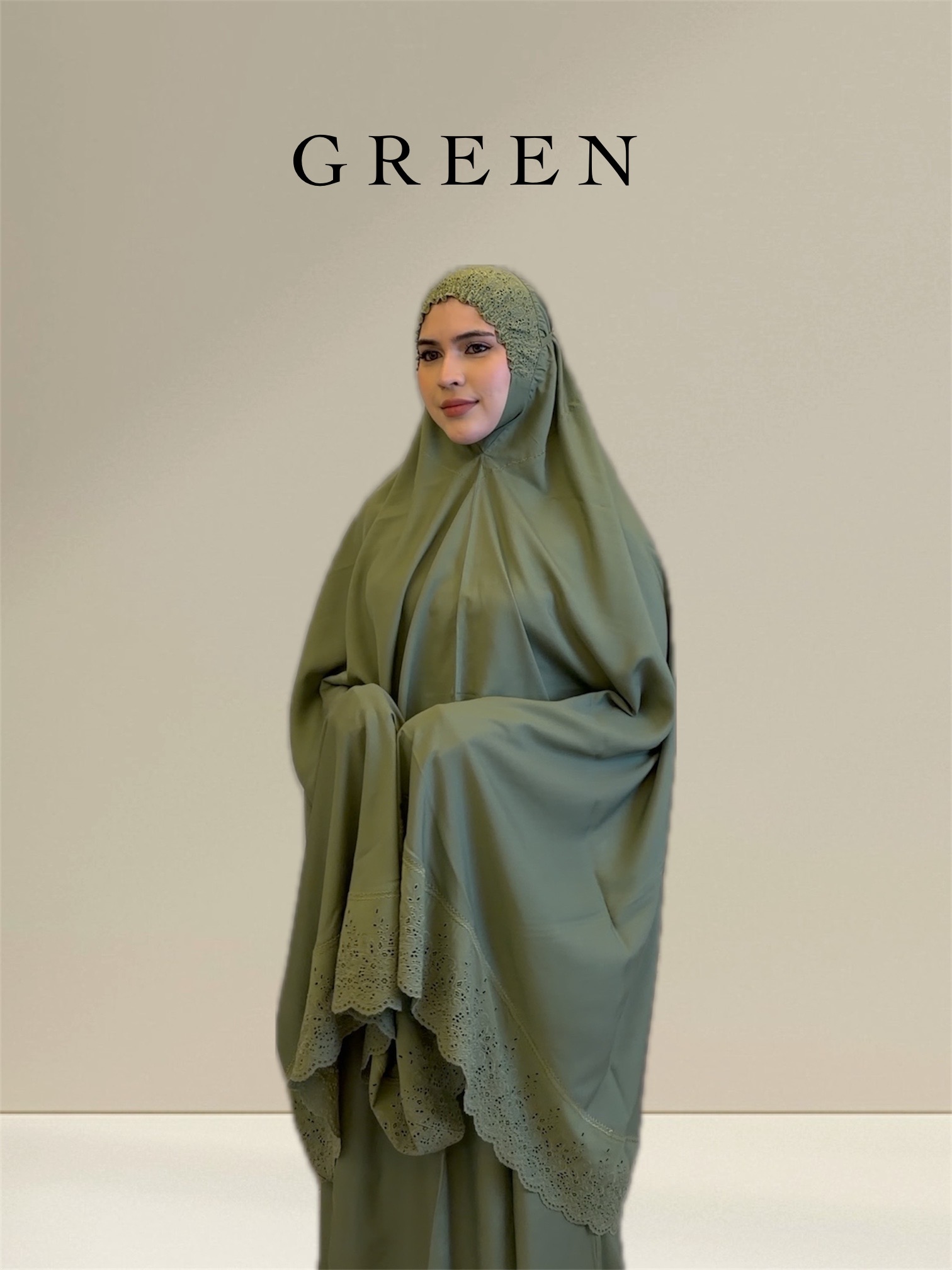 EEBOO Premium Cotton Telekung in Green