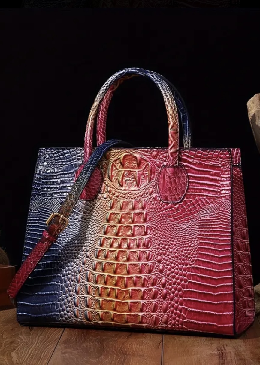 3 Pcs Women's Crocodile Pattern Handbag set