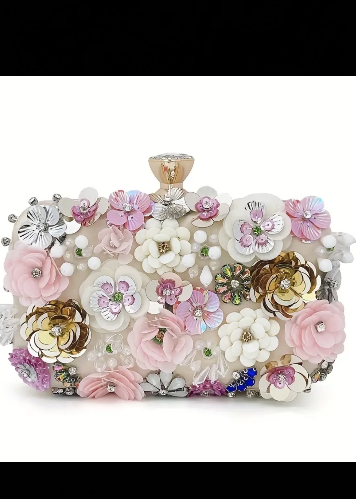3D Beaded Flower Evening Bag