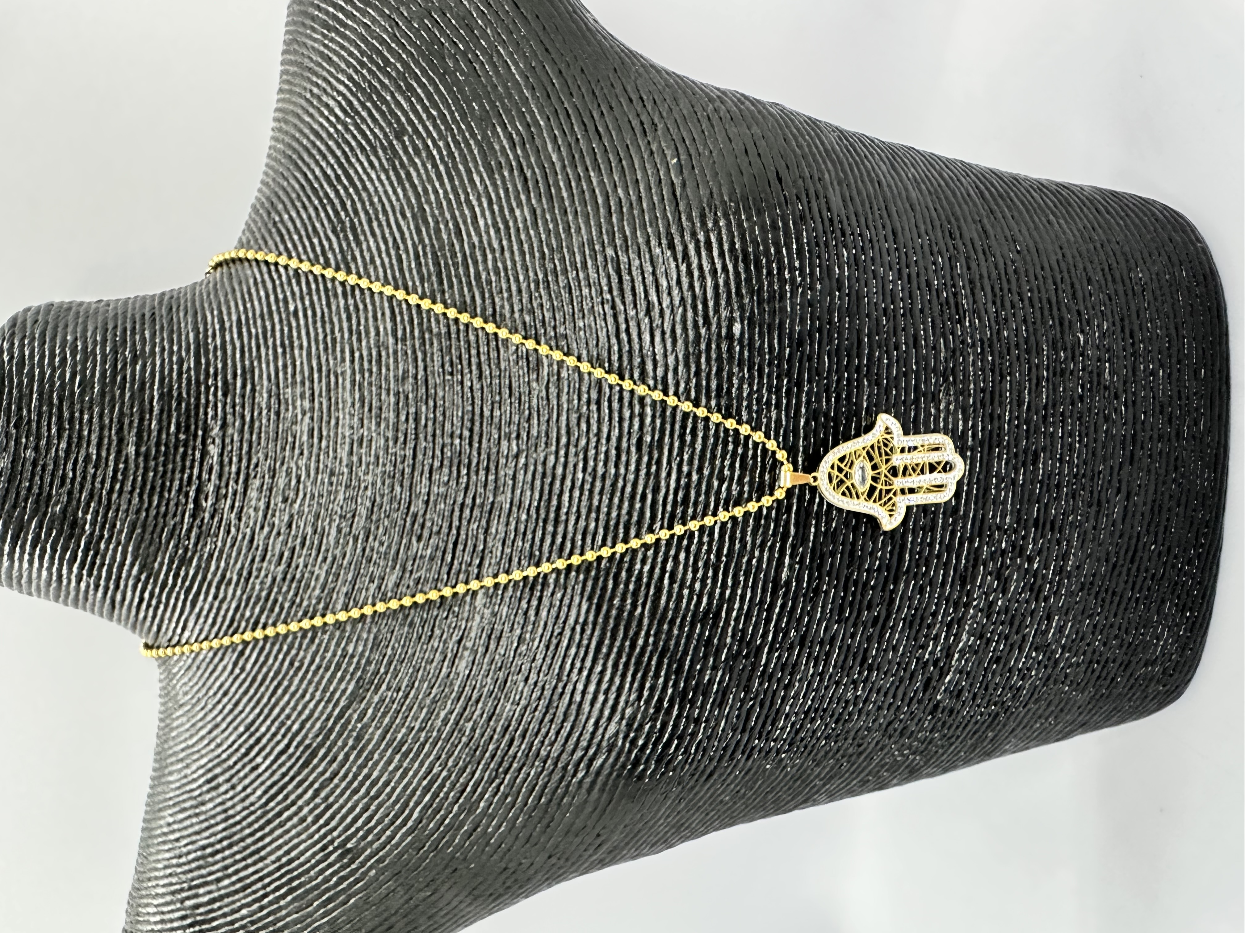 Stainless Steel Over 18K Gold Plated Hamsa Necklace 