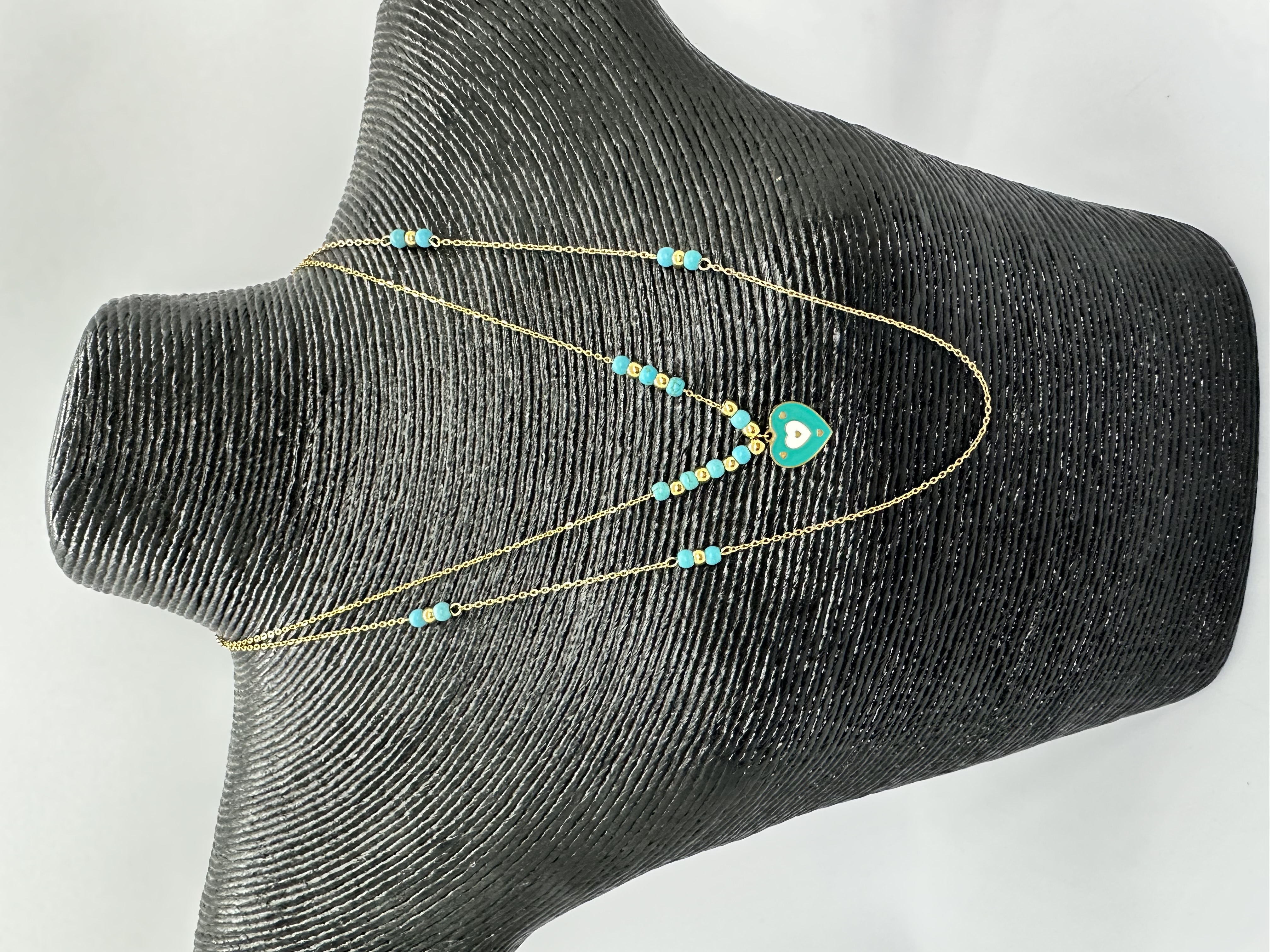 Blue Heart Pendant Necklace Stainless Steel Non Tarnish and Waterproof 