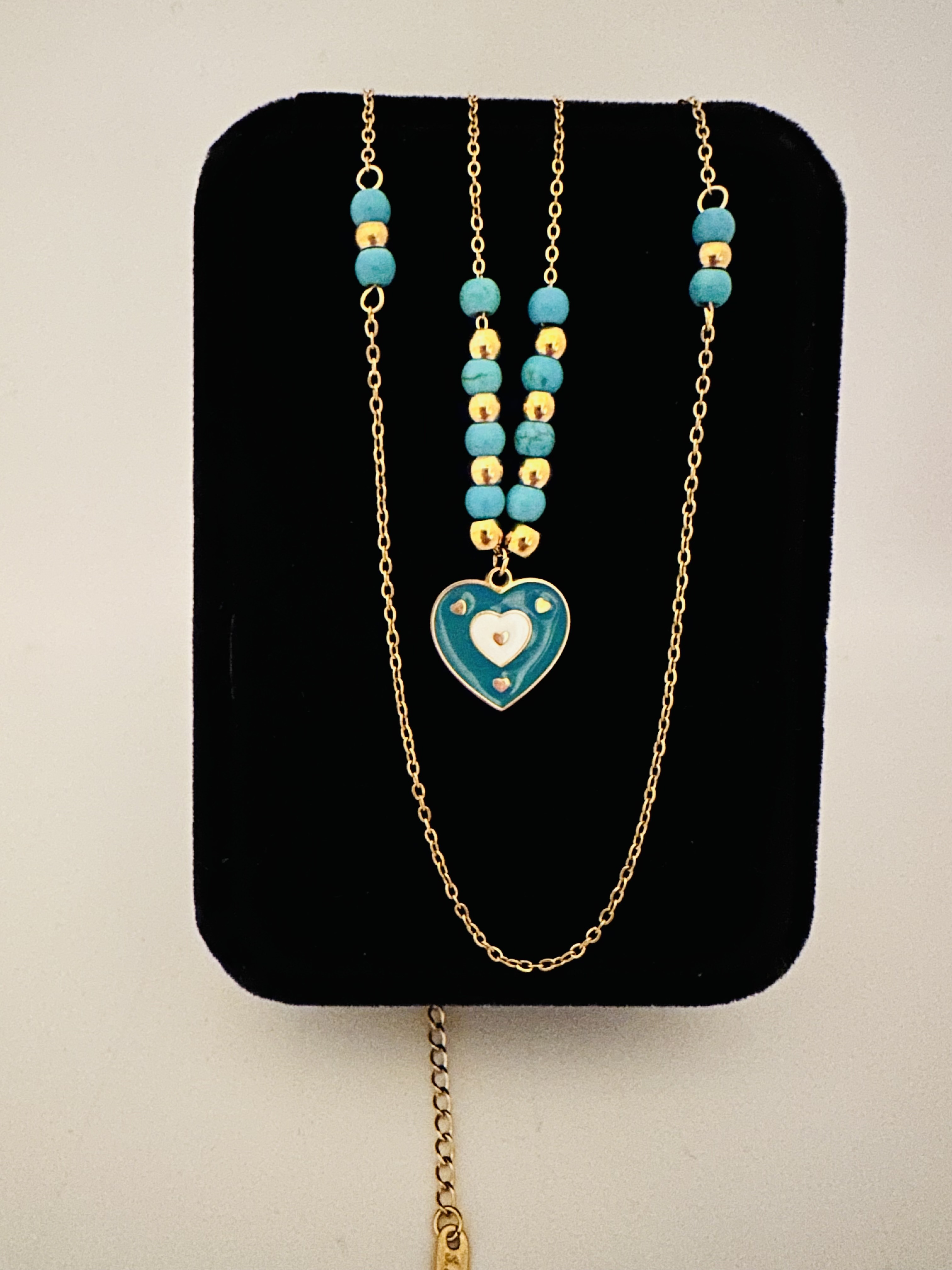 Blue Heart Pendant Necklace Stainless Steel Non Tarnish and Waterproof 