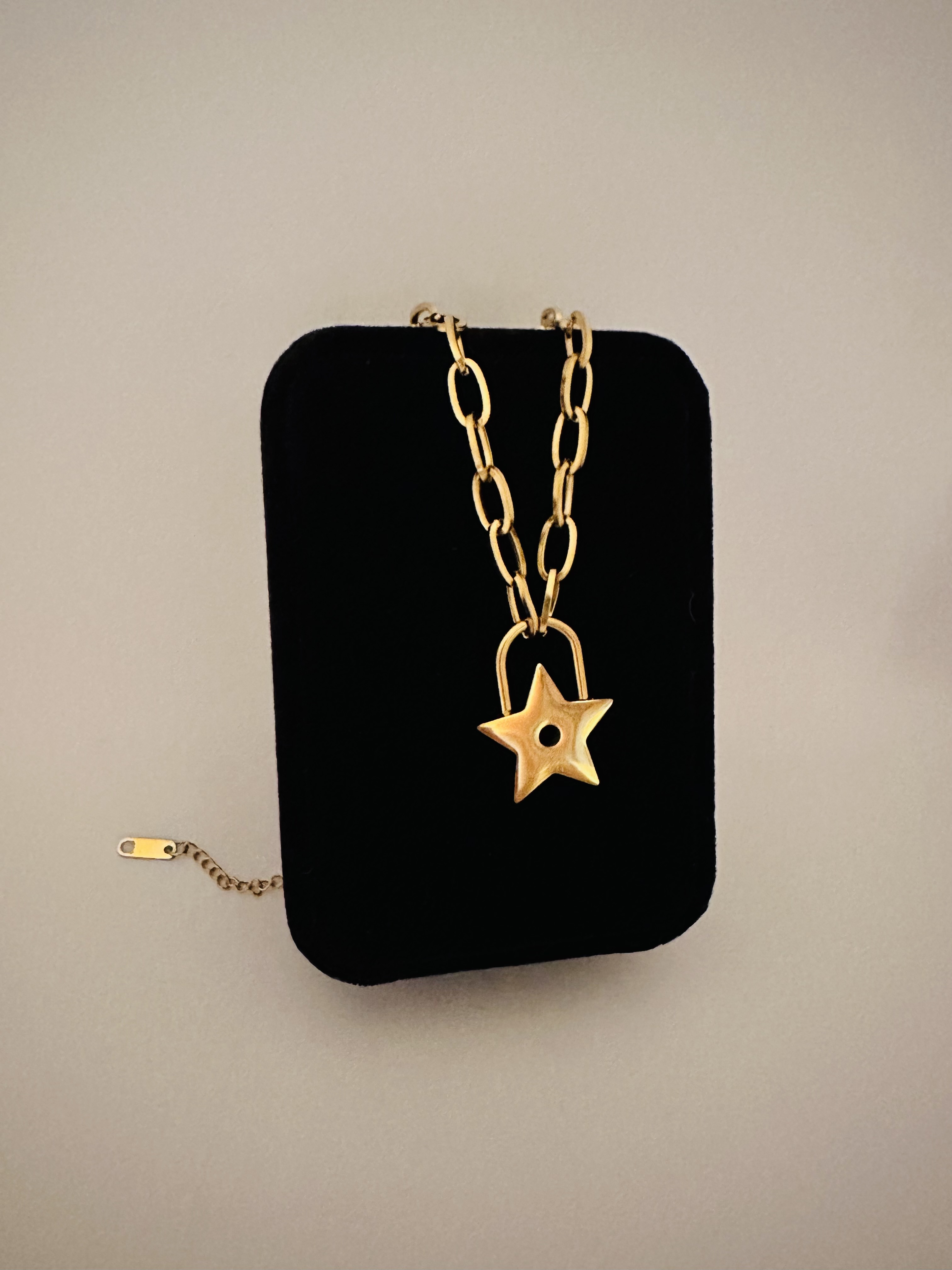 Stainless Steel Non Tarnish Waterproof Over 18K Gold Star Pendant Necklace
