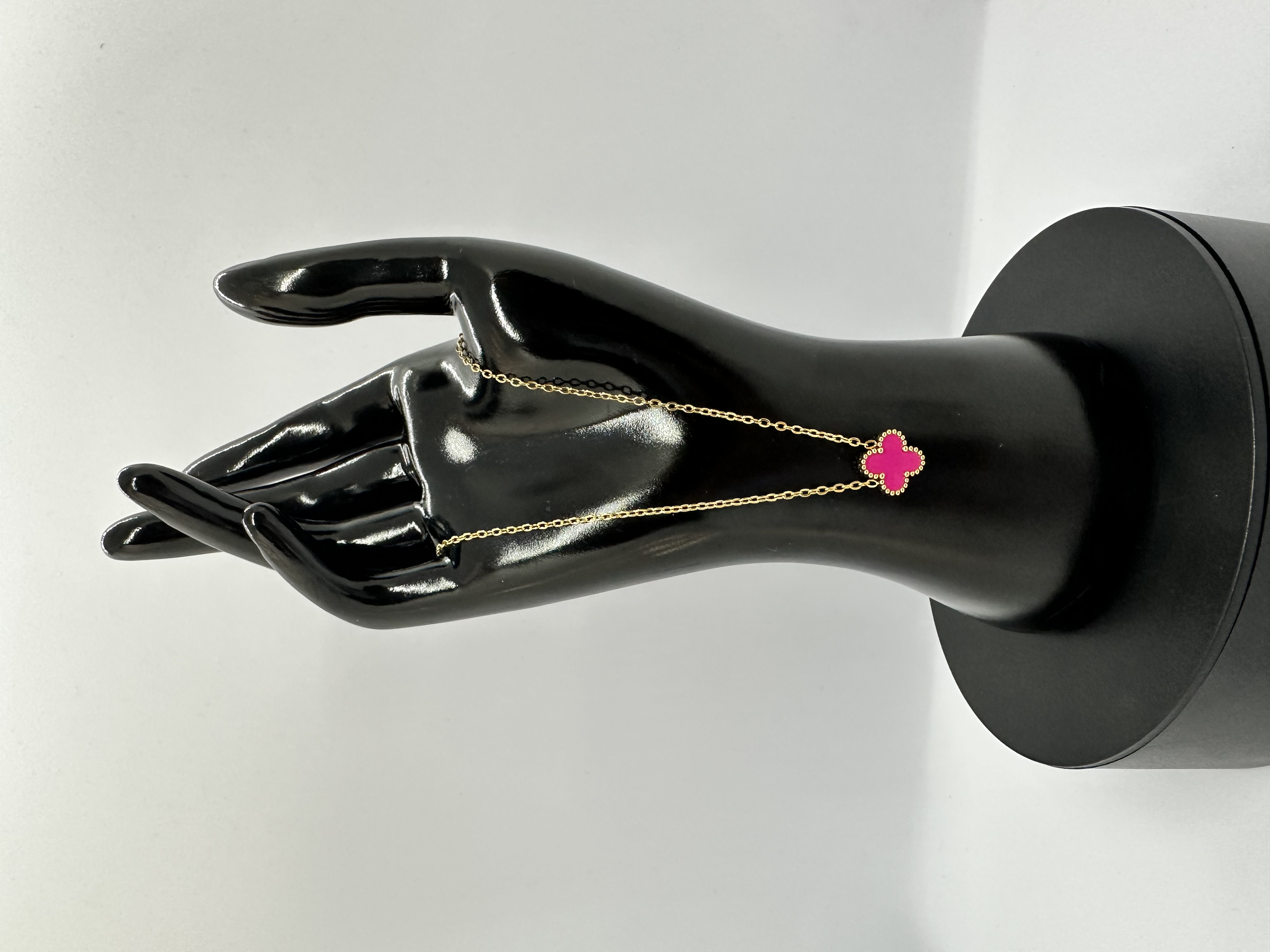 Elegant Stainless Steel Pink Clover Necklace 