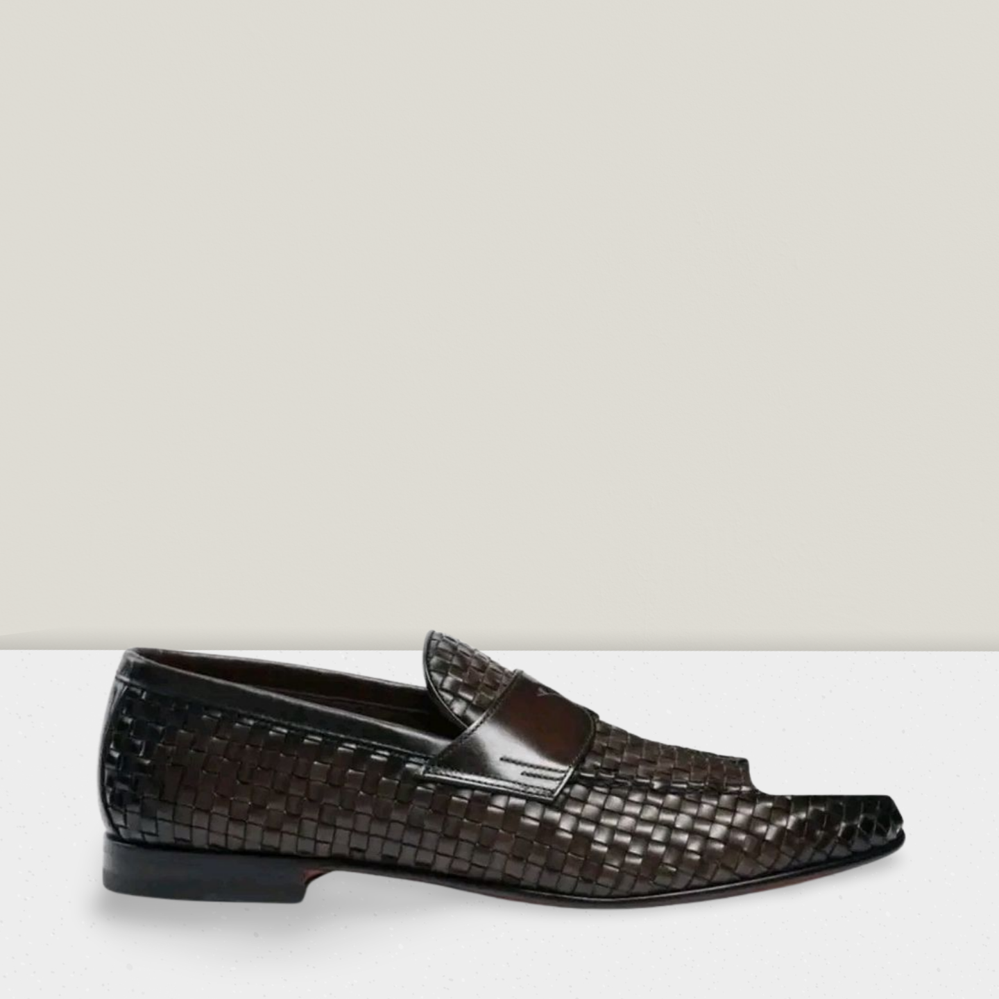 Mocassin SANTONi penny en cuir marron tressé