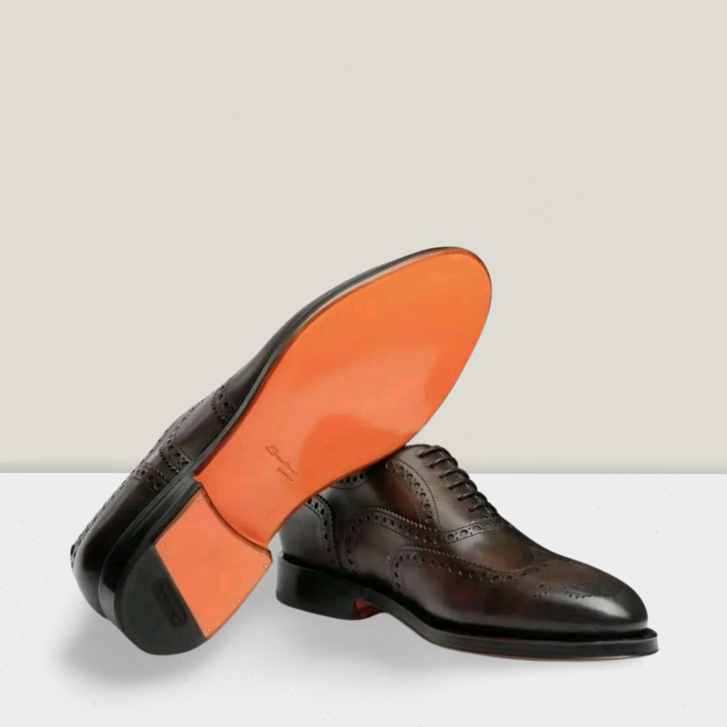SANTONi Richelieu  brogue en cuir patiné marron