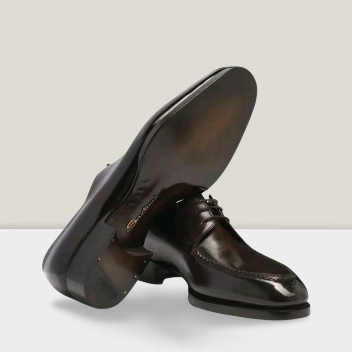 SANTONi Derby en cuir brun foncé 