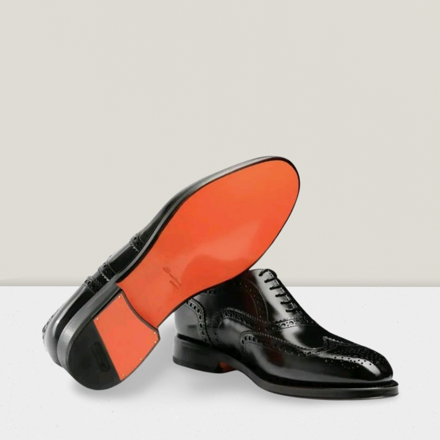 SANTONi Richelieu brogue en cuir noir