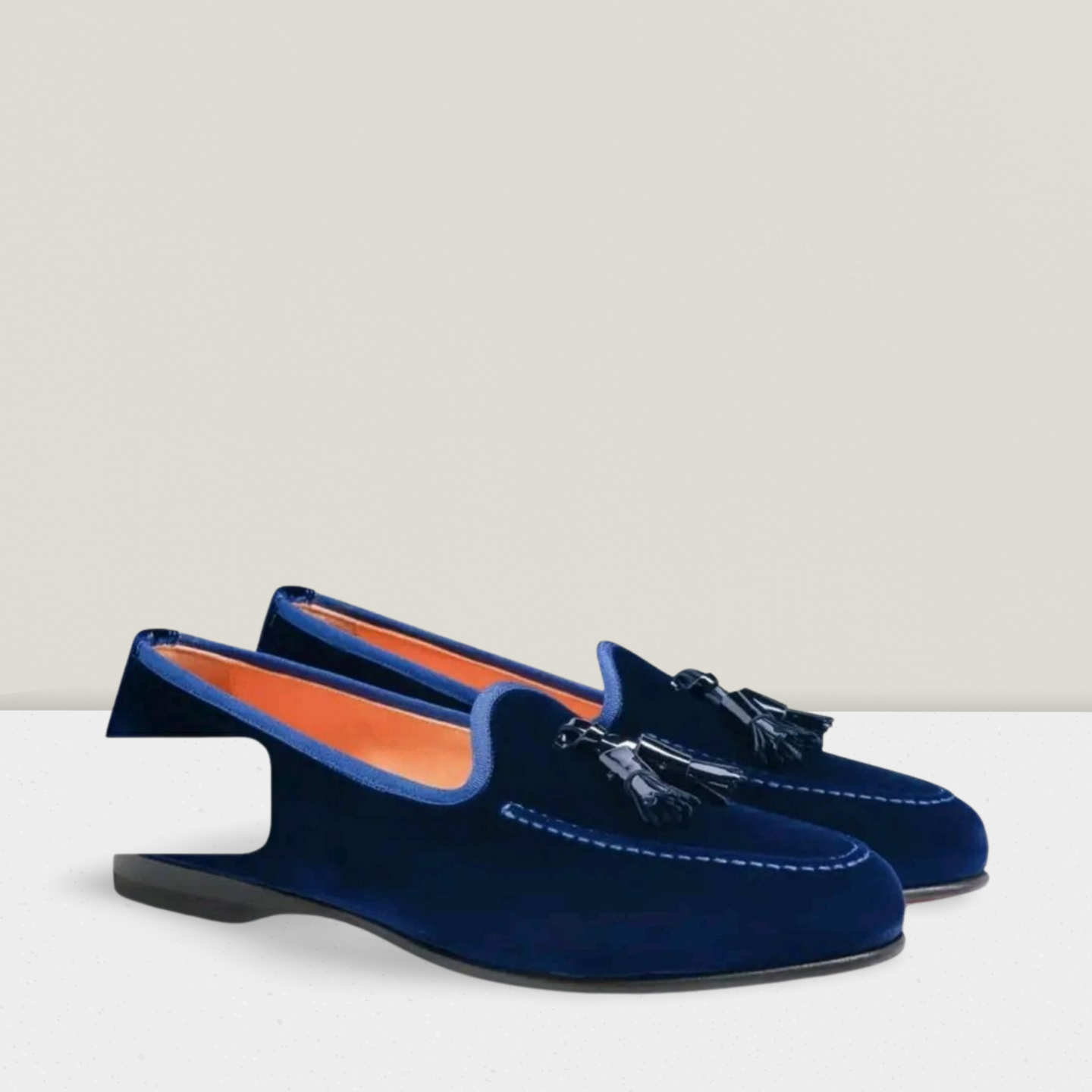 Moccasin SANTONi Andrea en velours bleu