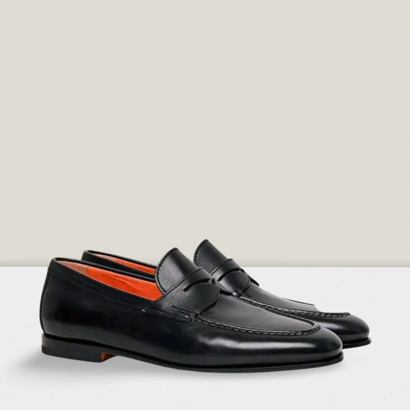 Mocassins SANTONi  penny en cuir noir