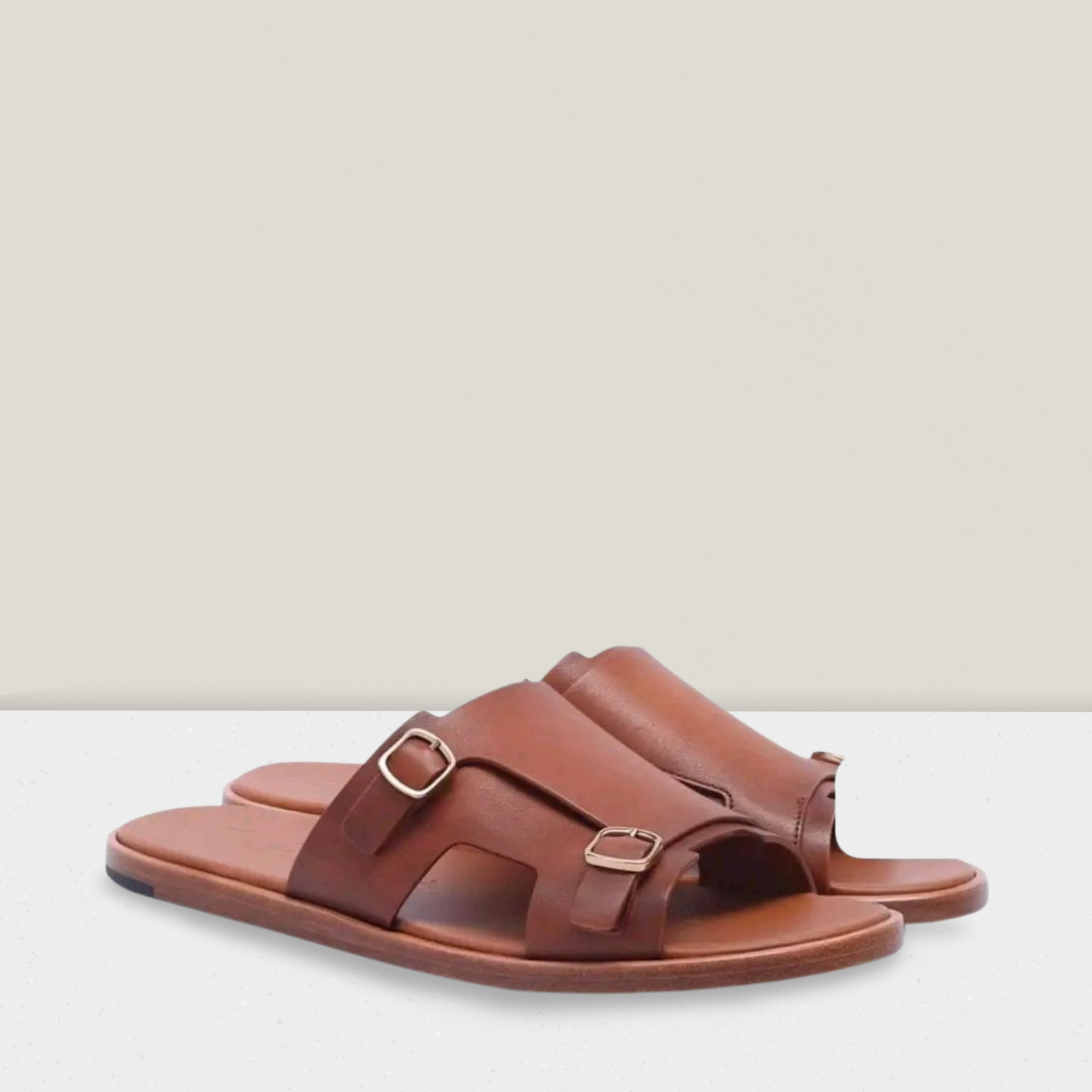 SANTONi Sandales double boucle en cuir marron