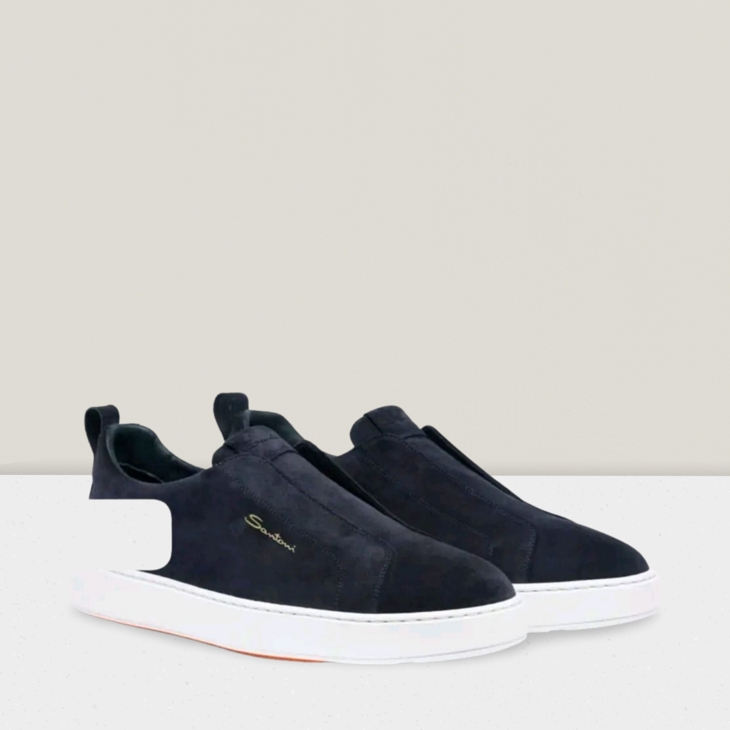 SANTONi Snicker à enfiler en daim bleu 