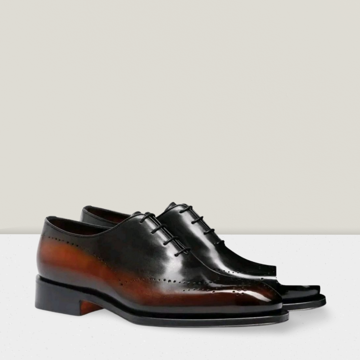 SANTONi Richelieu façon brogue en cuir marron 