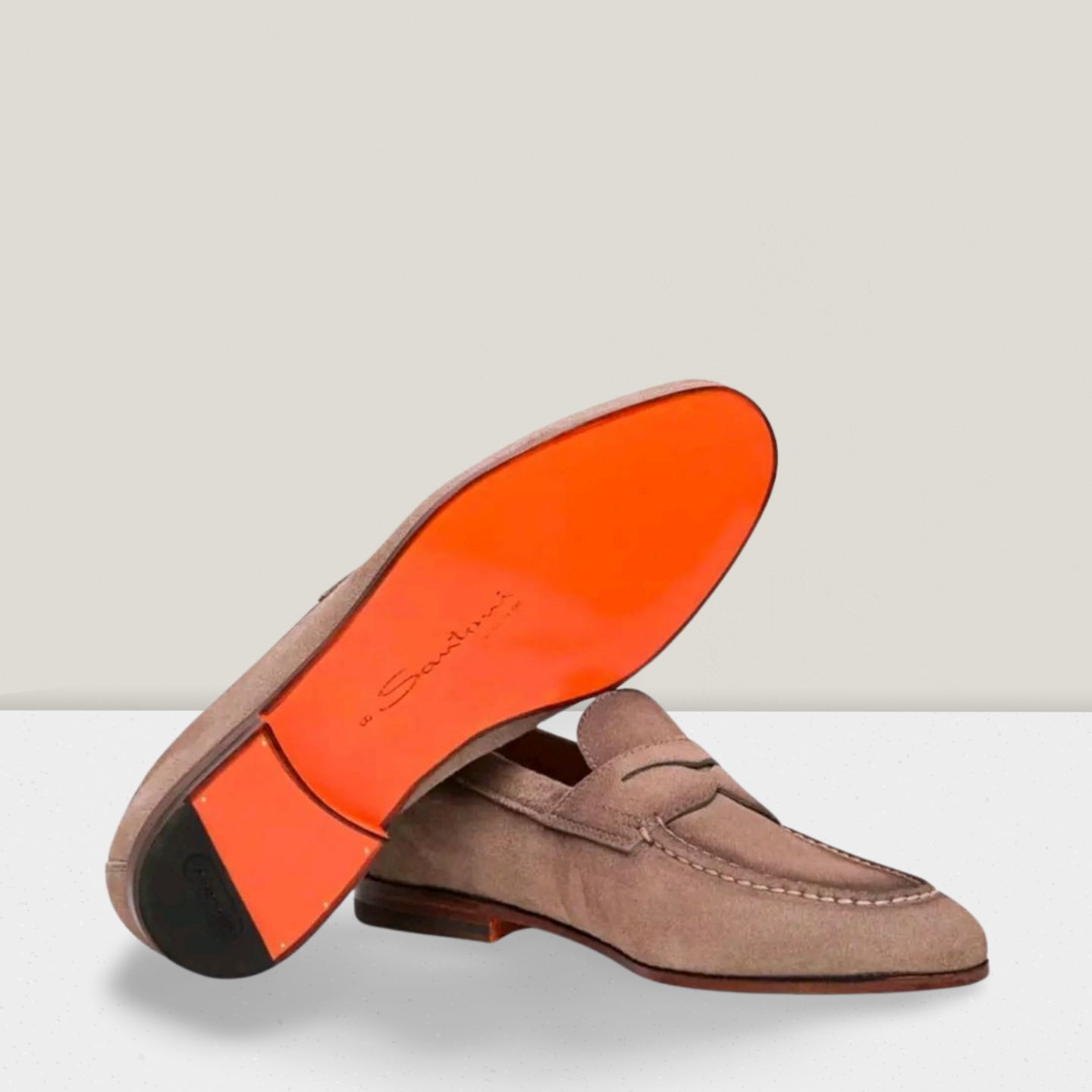 SANTONi Mocassins Penny en daim beige