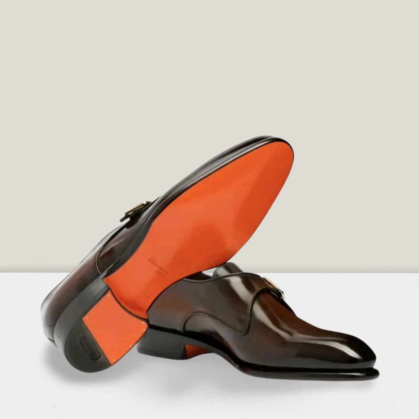 SANTONi Chaussures à double boucle cuir brun