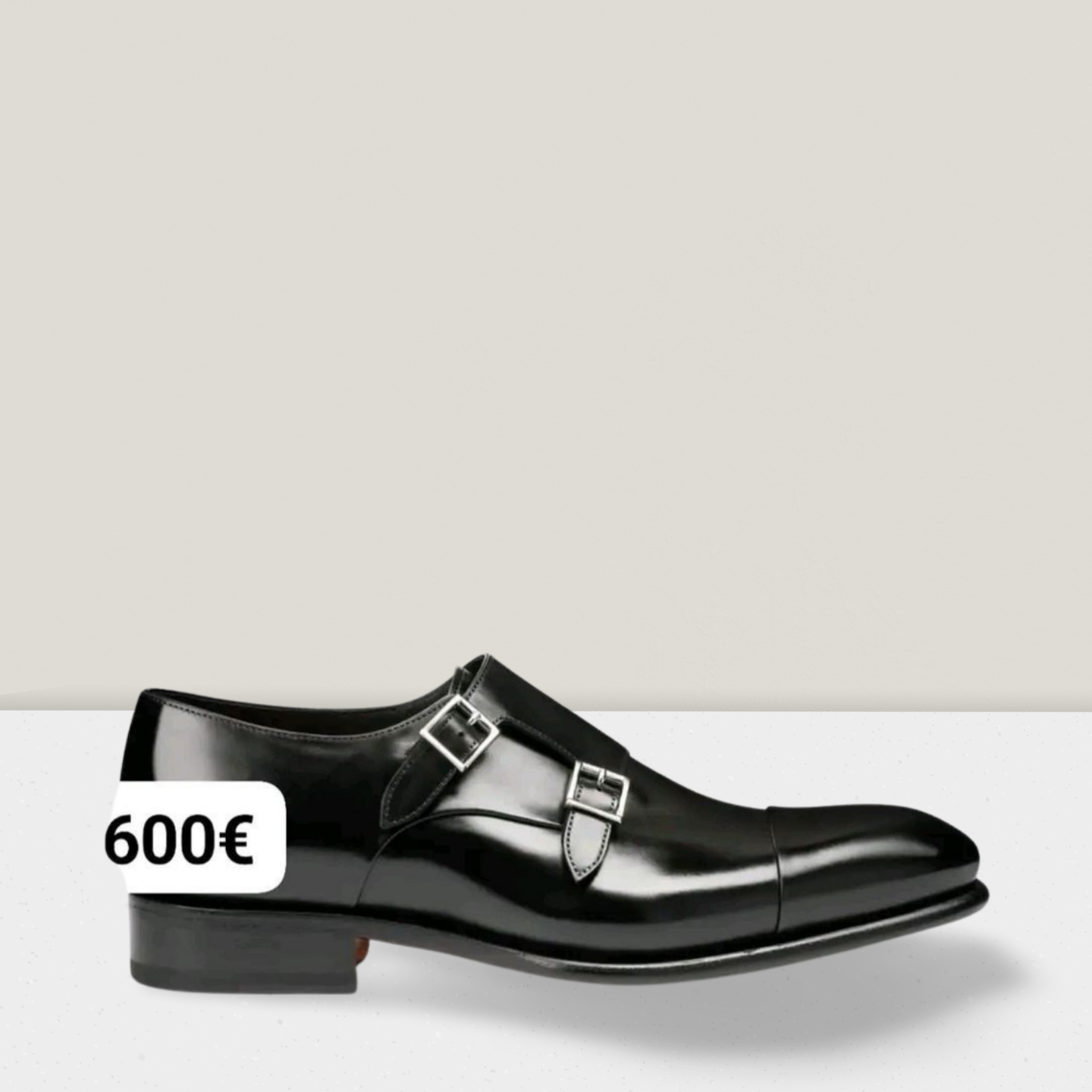 SANTONi Chaussures double boucle cuir noir 