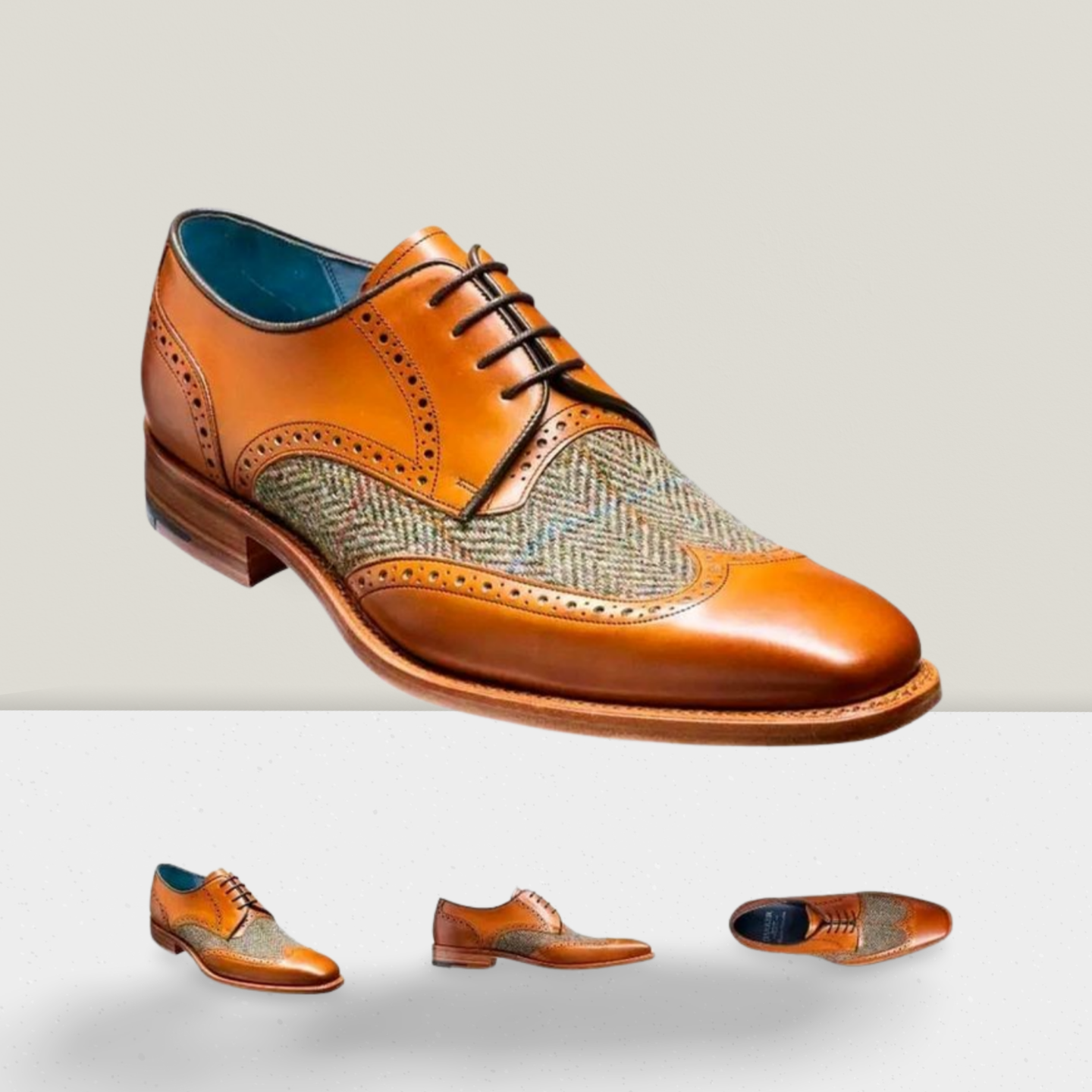 BARKER Jackson veau cèdre / tweed vert