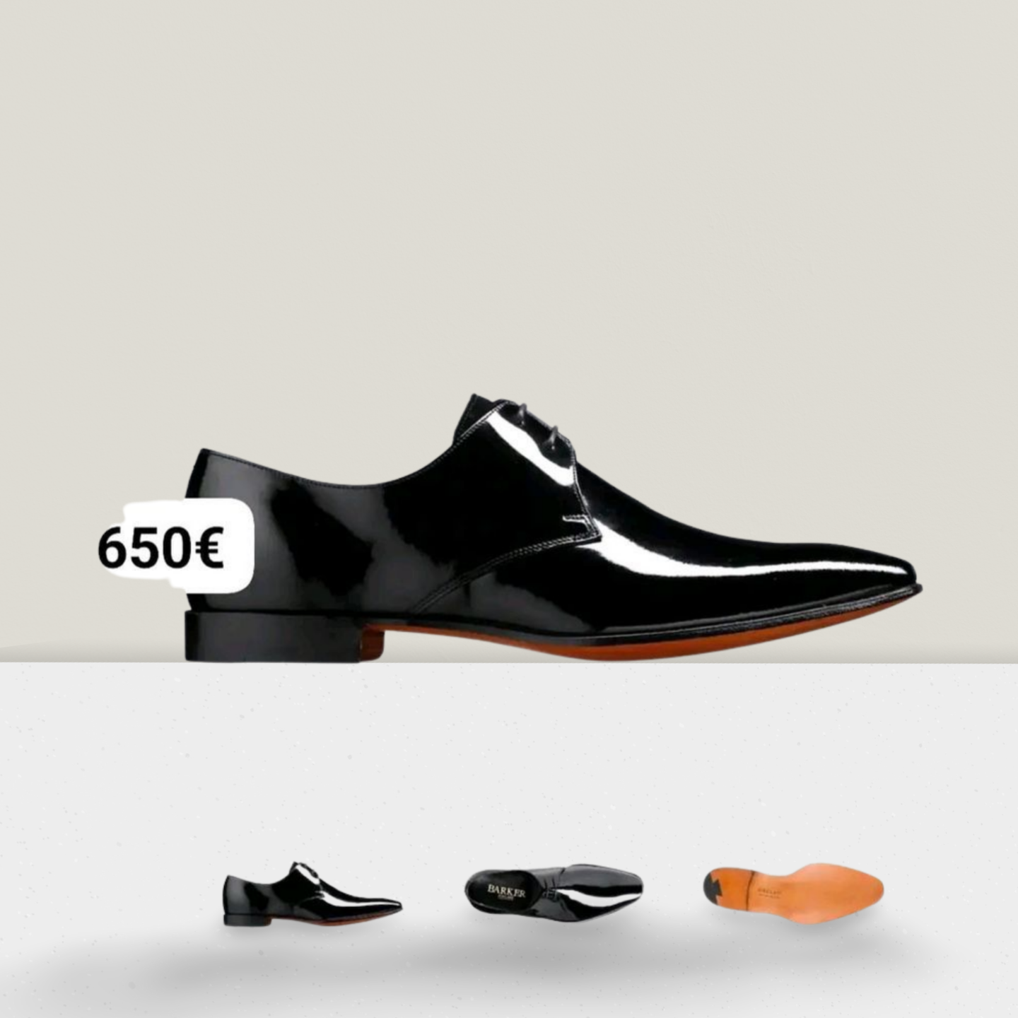 BARKER Goldington en cuir verni noir