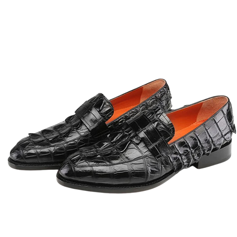 SANTONi Mocassins penny en Alligator gris 