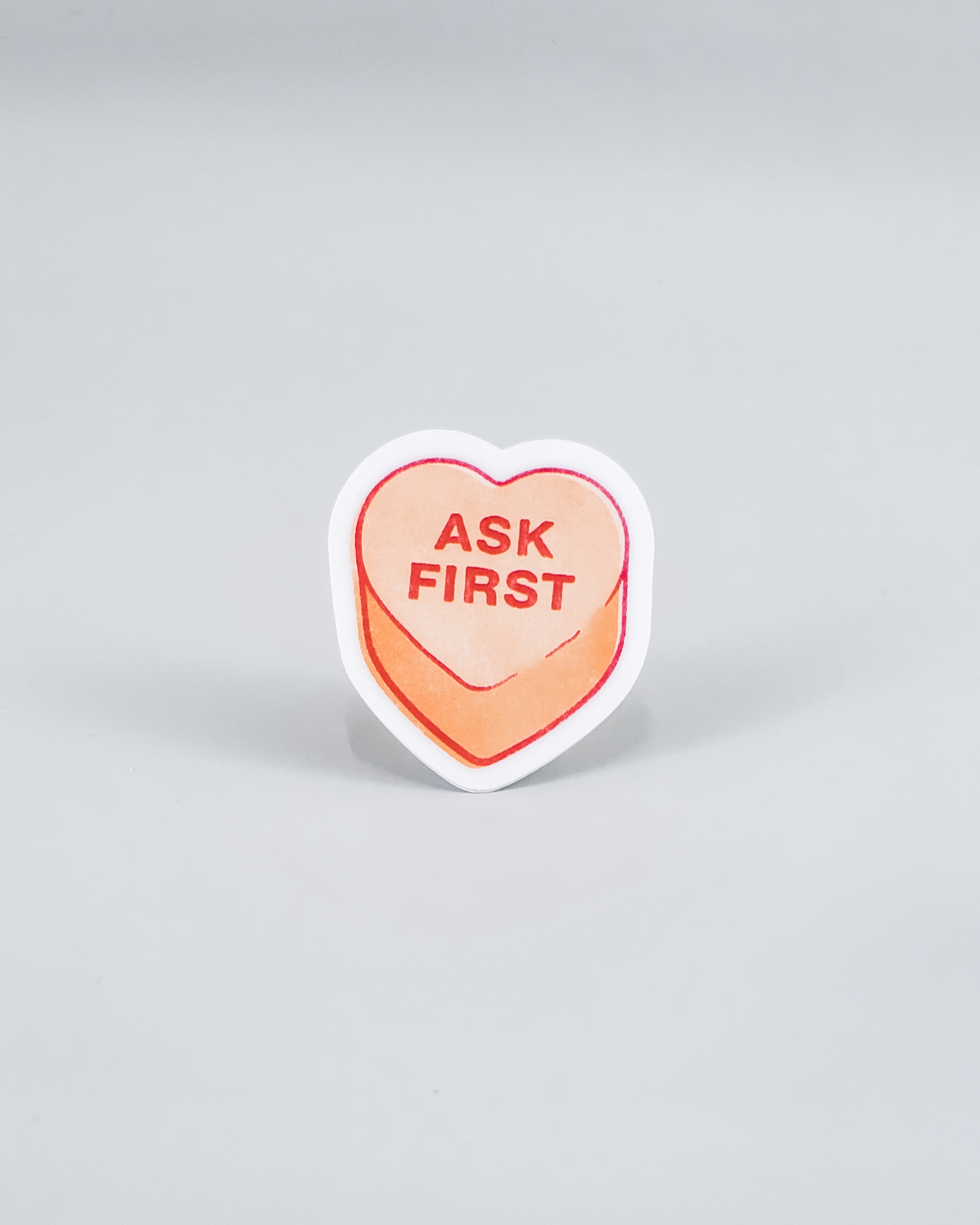 "Ask First" Conversation Heart Sticker