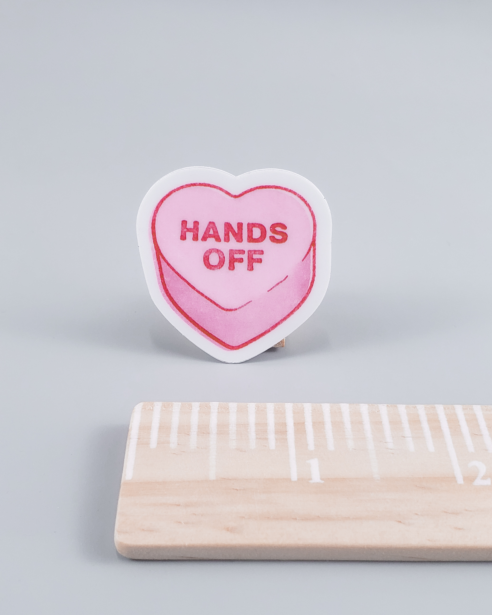 "Hands Off" Conversation Heart Sticker