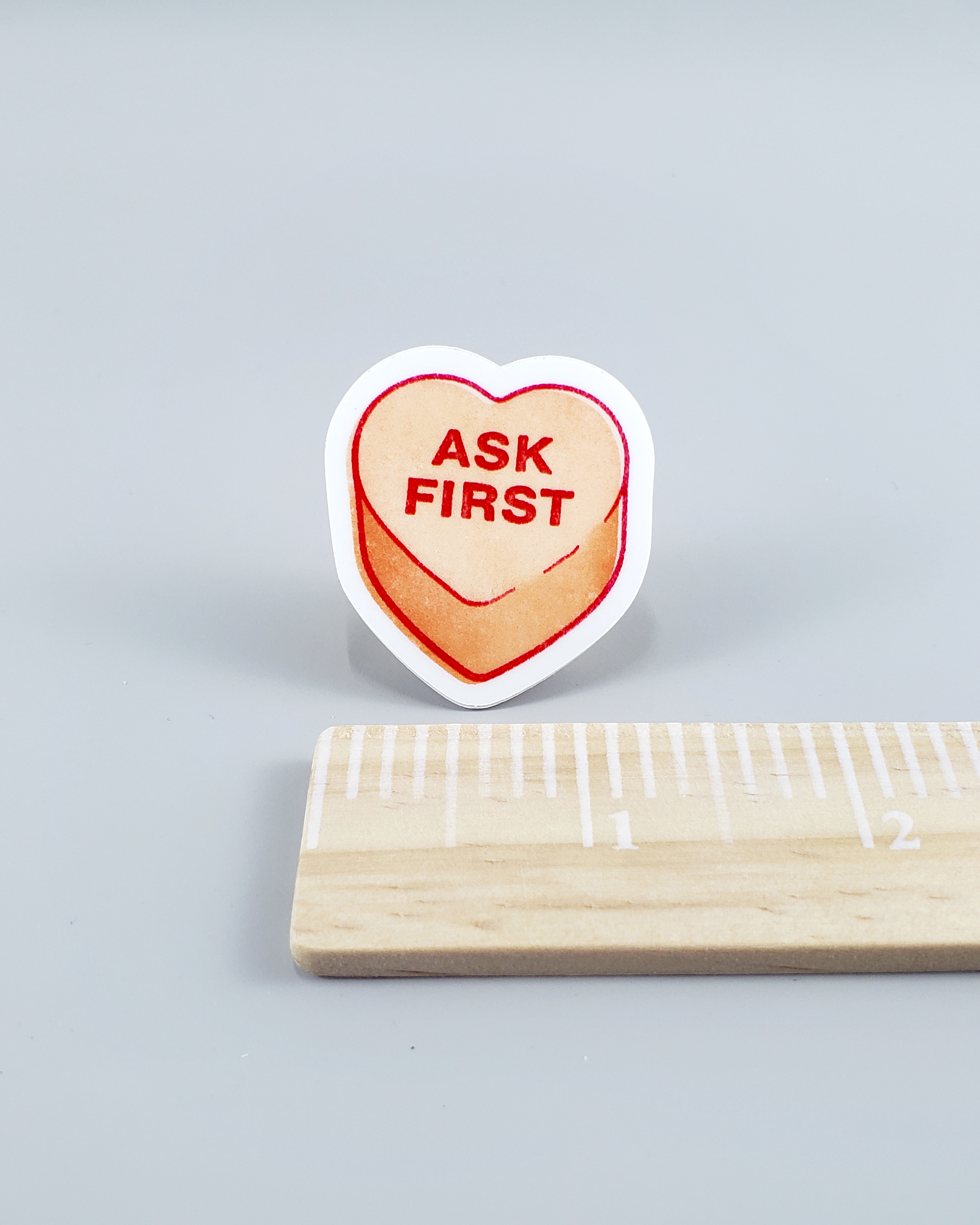 "Ask First" Conversation Heart Sticker