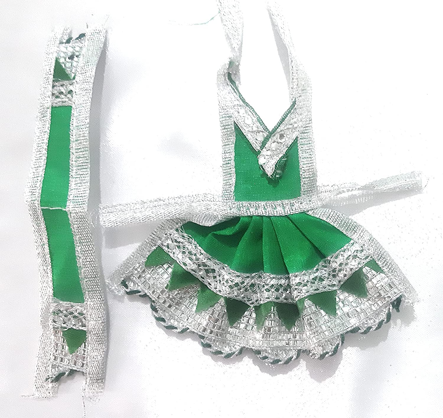 Krushnesh Creations Durga MATA Vastra/Frock Style(11 cm),Green Color