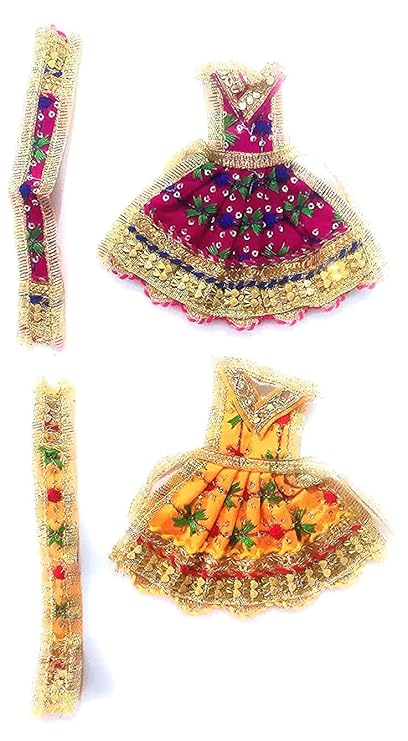 Krushnesh Creations Durga MATA Poshak/Lehnga Chunri,Goddess Dress for Laxmi Pooja,Navratri Special Dupatta/Phatka,Lehnga-12.5 cm