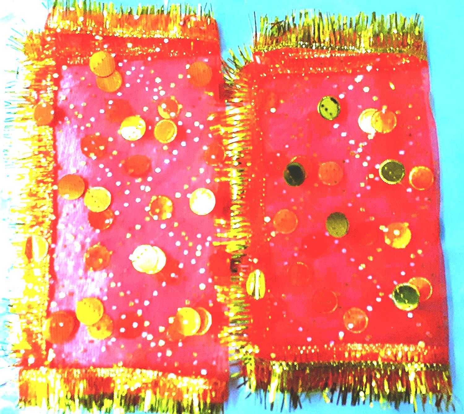 Krushnesh Creations Devi Maa Ki Chunri/MATA ki Chunni/Odani for All Goddess (59 X 24 cm, Red),Pack of 2 Pcs