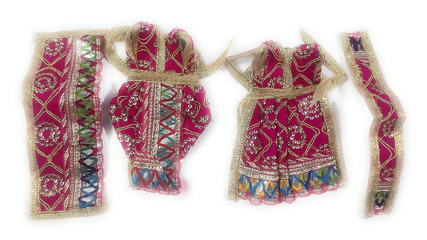 Krushnesh Creations Radha Krishna Dress Sitare jaridar Fit for 6 inch Idol