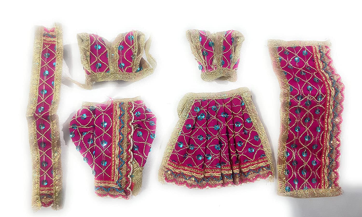 Krushnesh Creations Radha Krishna Dress(Embroeidry) Fit for 5 inch Idol Multicolor