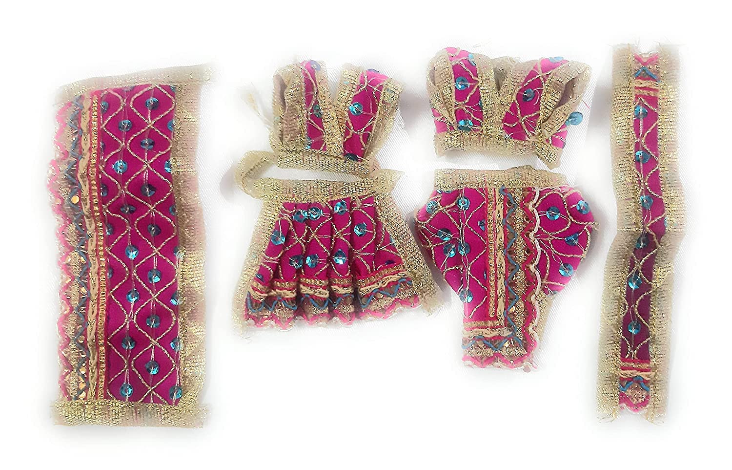 Krushnesh Creations Radha Krishna Dress,Fit for 5-6 inch Idol