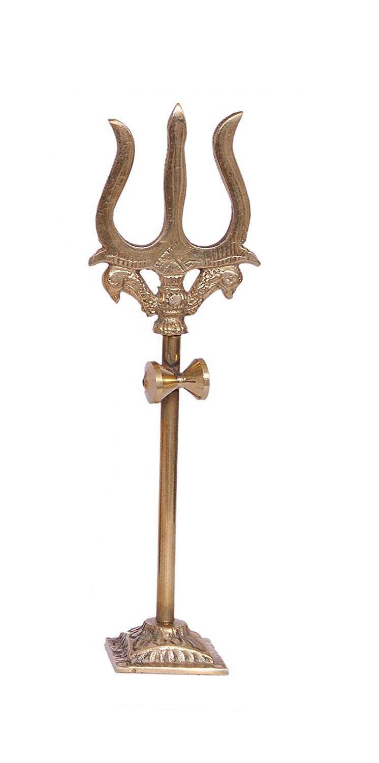 Krushnesh Creations Pure Brass Trishul,Yellow,46 Gm