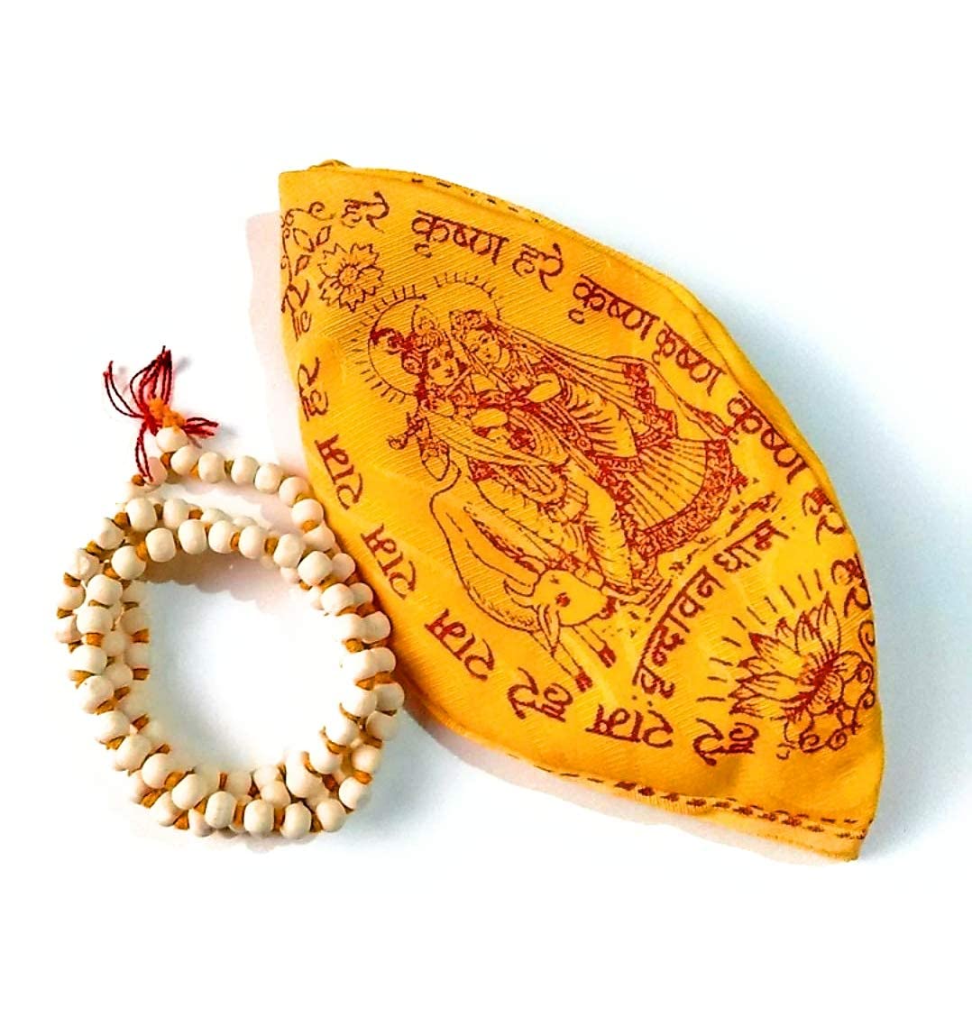 Krushnesh Creations Tulsi Mala(108 Beads) for Chanting with Free Jap Bag,White,20 Gm