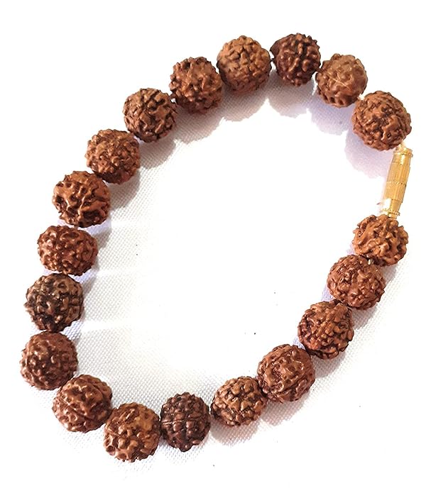 Krushnesh Creations Rudraksha Bracelet for Men & Women(05 Mukhi Rudraksha) Diameter-11.5 cm,Brown